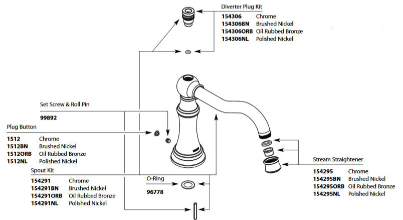 Weymouth Chrome Roman Tub Diverter Spout Kit - Image 8