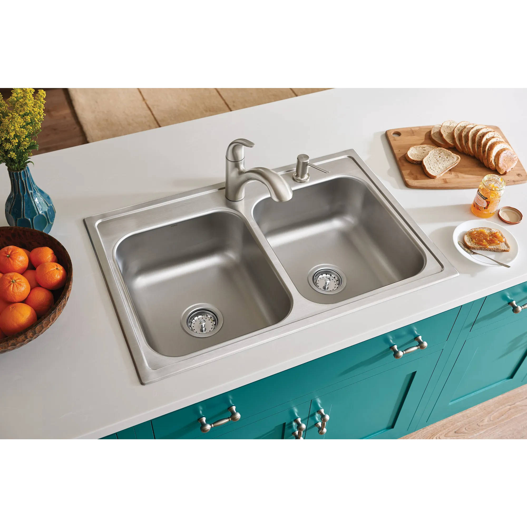 Galvin Sink & Faucet Combination - 33"X22" 20-Gauge Stainless Steel Double Bowl - Image 9
