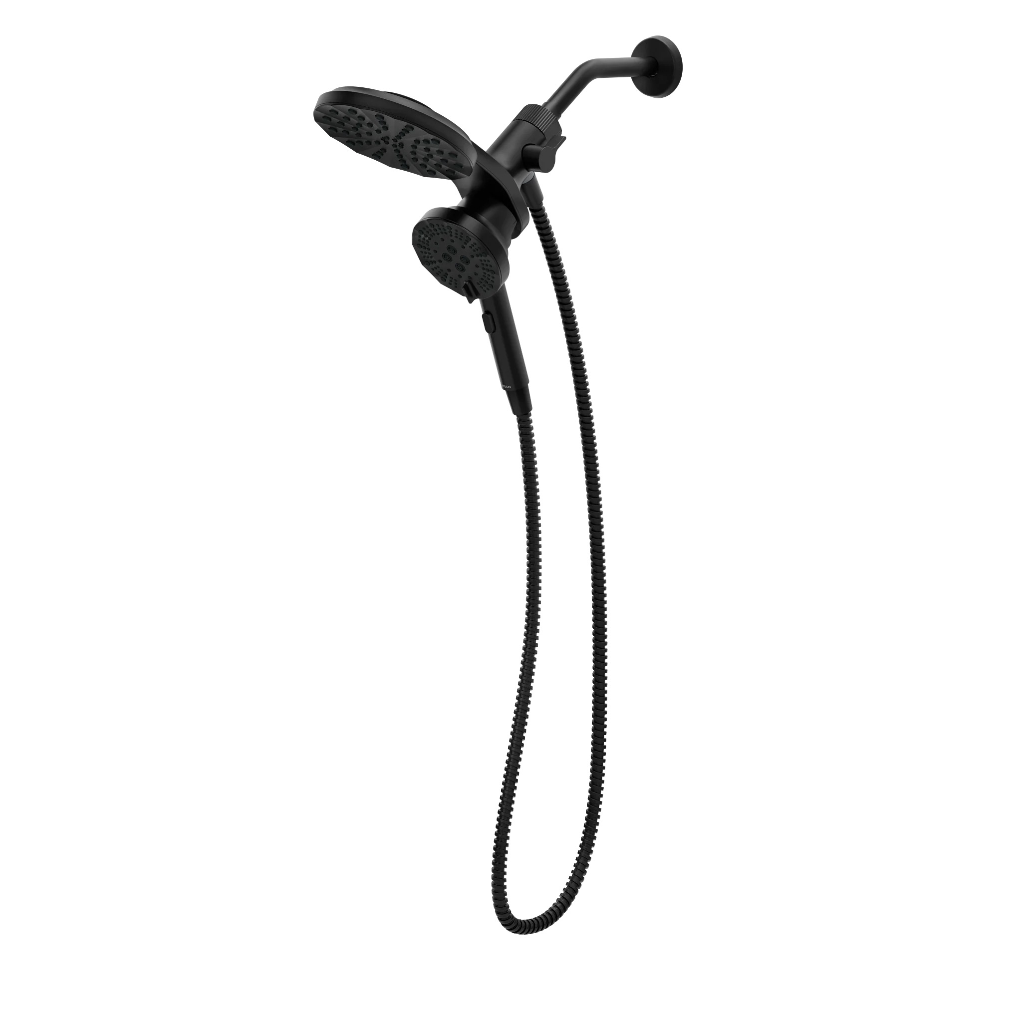 Magnetix Matte black six-function 6.7" diameter spray head standard with handshower