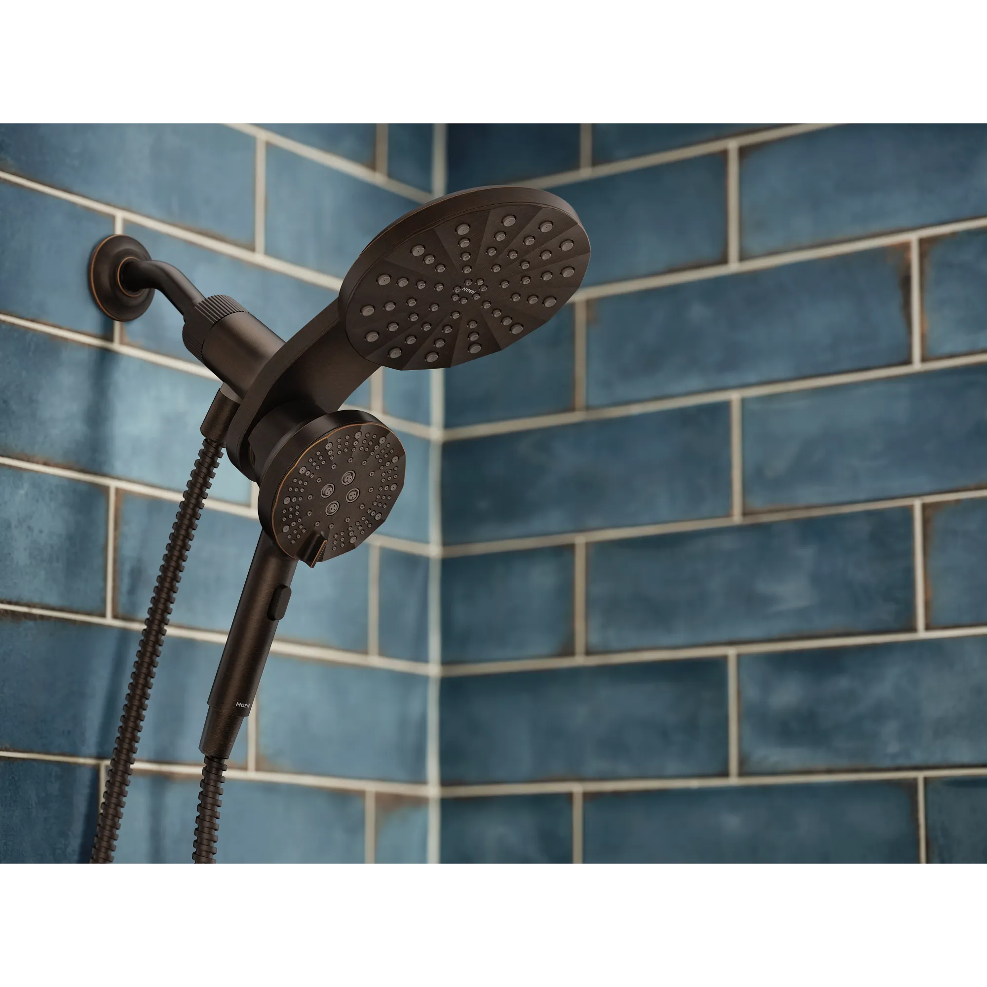 Magnetix Oil rubbed bronze six-function 6.7" diameter spray head standard with handshower - Image 4