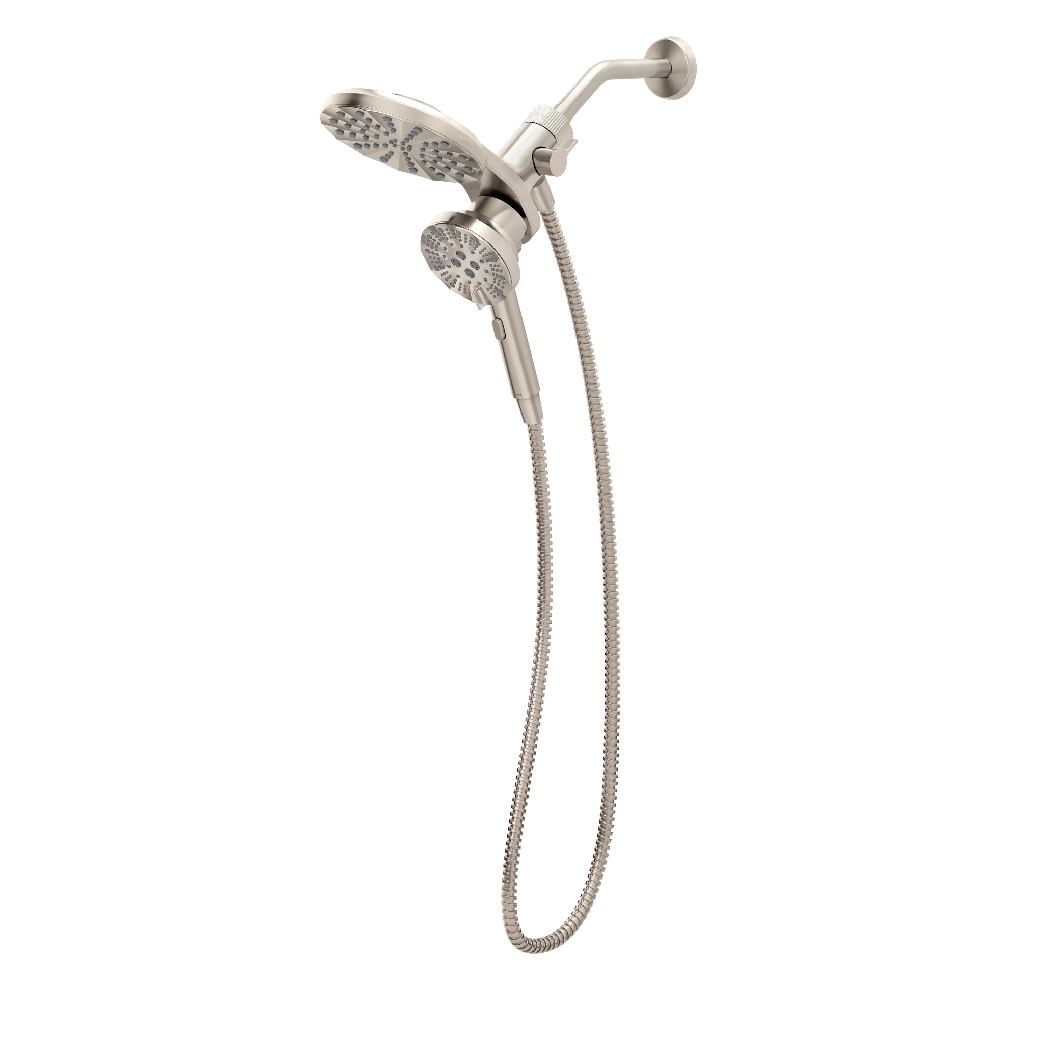 Magnetix Spot resist brushed nickel six-function 6.7" diameter spray head standard with handshower
