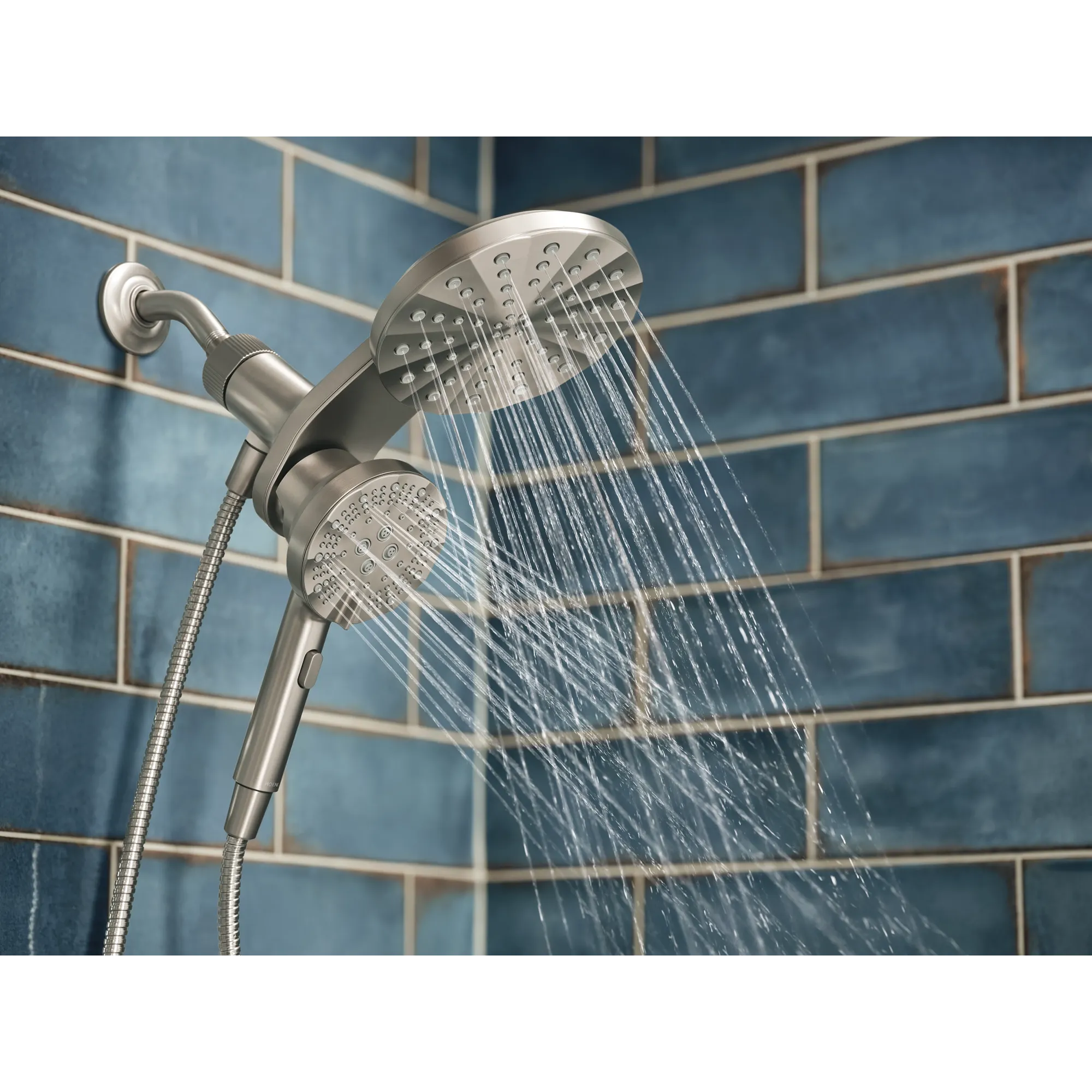 Magnetix Spot resist brushed nickel six-function 6.7" diameter spray head standard with handshower - Image 3