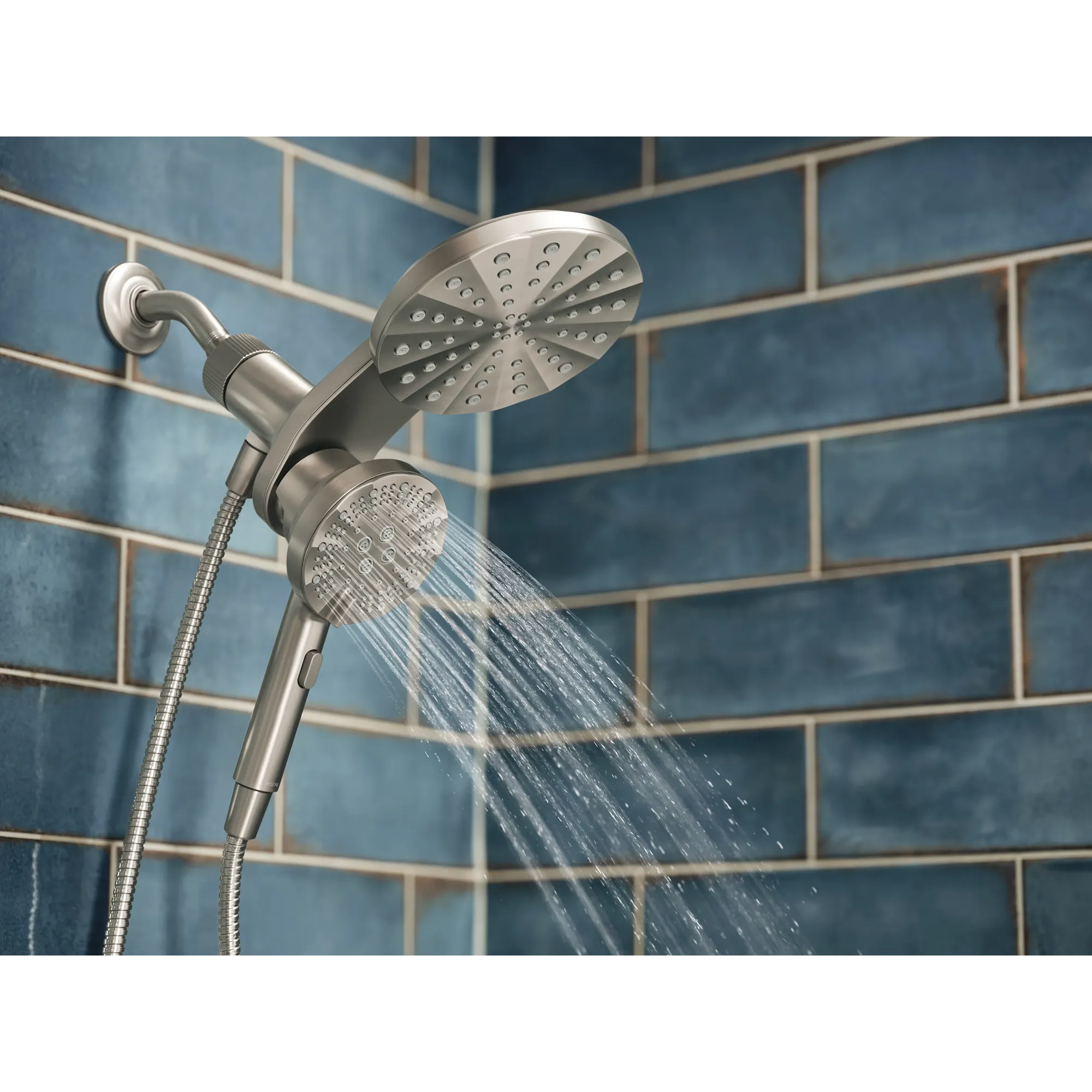 Magnetix Spot resist brushed nickel six-function 6.7" diameter spray head standard with handshower - Image 9