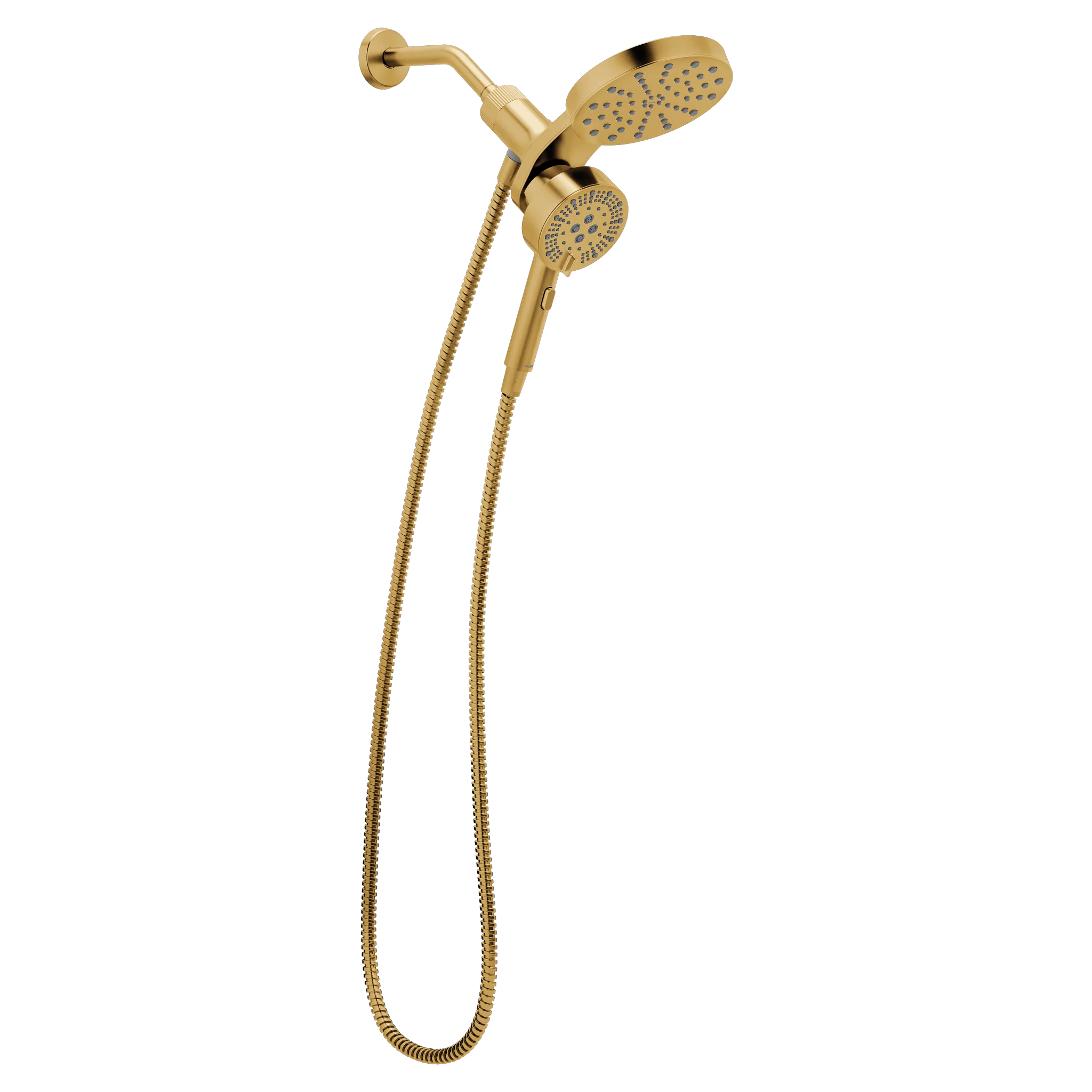 Magnetix Brushed gold six-function 6.7" diameter spray head standard with handshower