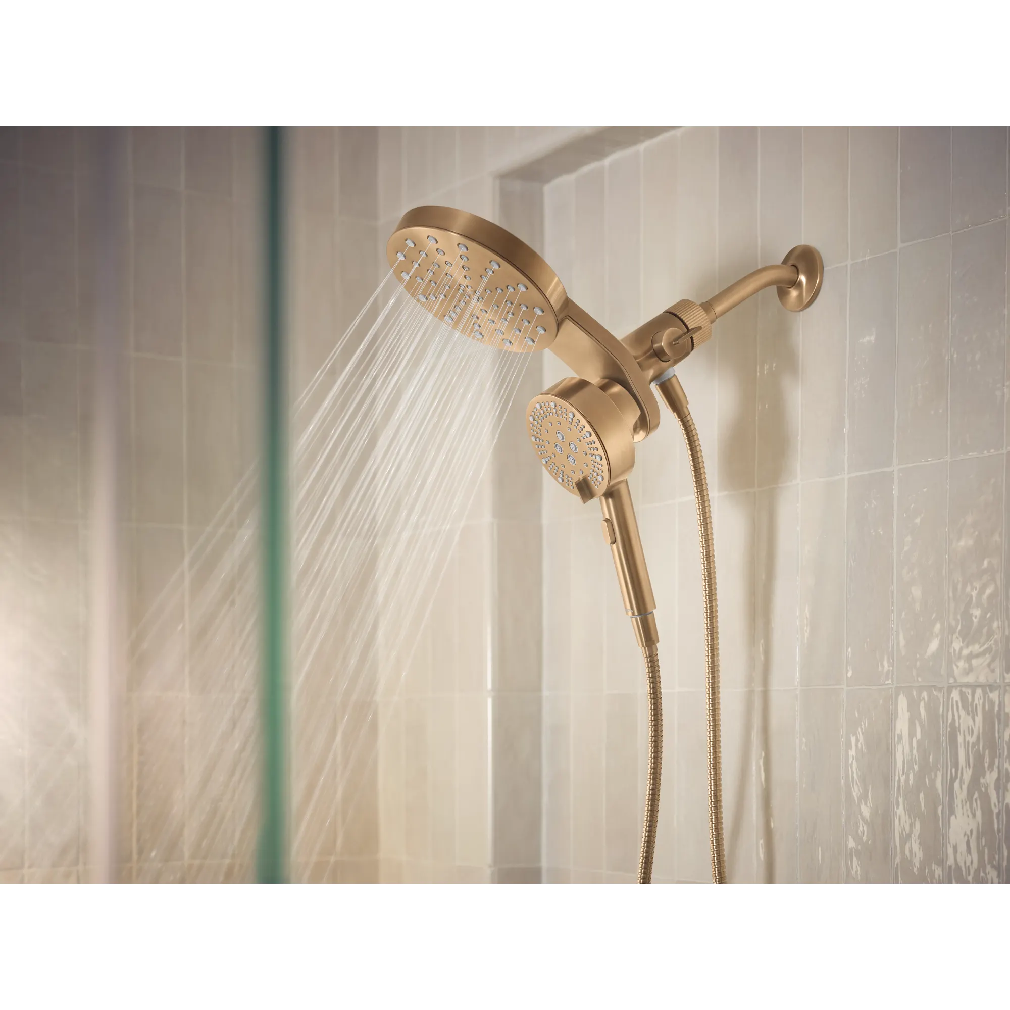 Magnetix Bronzed gold six-function 6.7" diameter spray head standard with handshower - Image 12