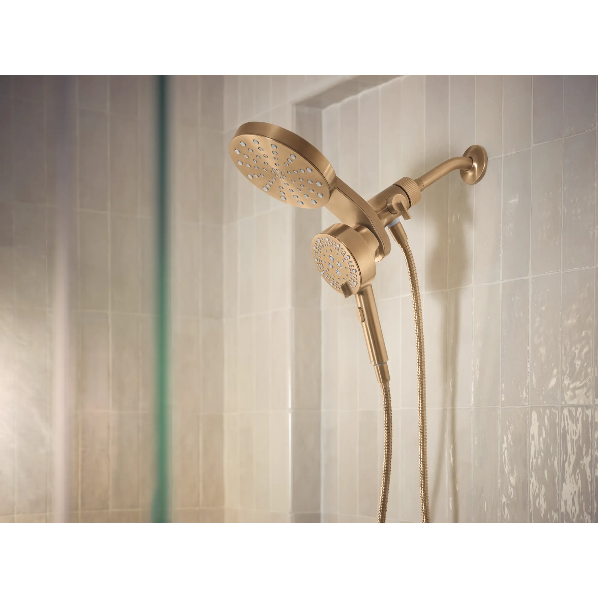 Magnetix Bronzed gold six-function 6.7" diameter spray head standard with handshower - Image 13