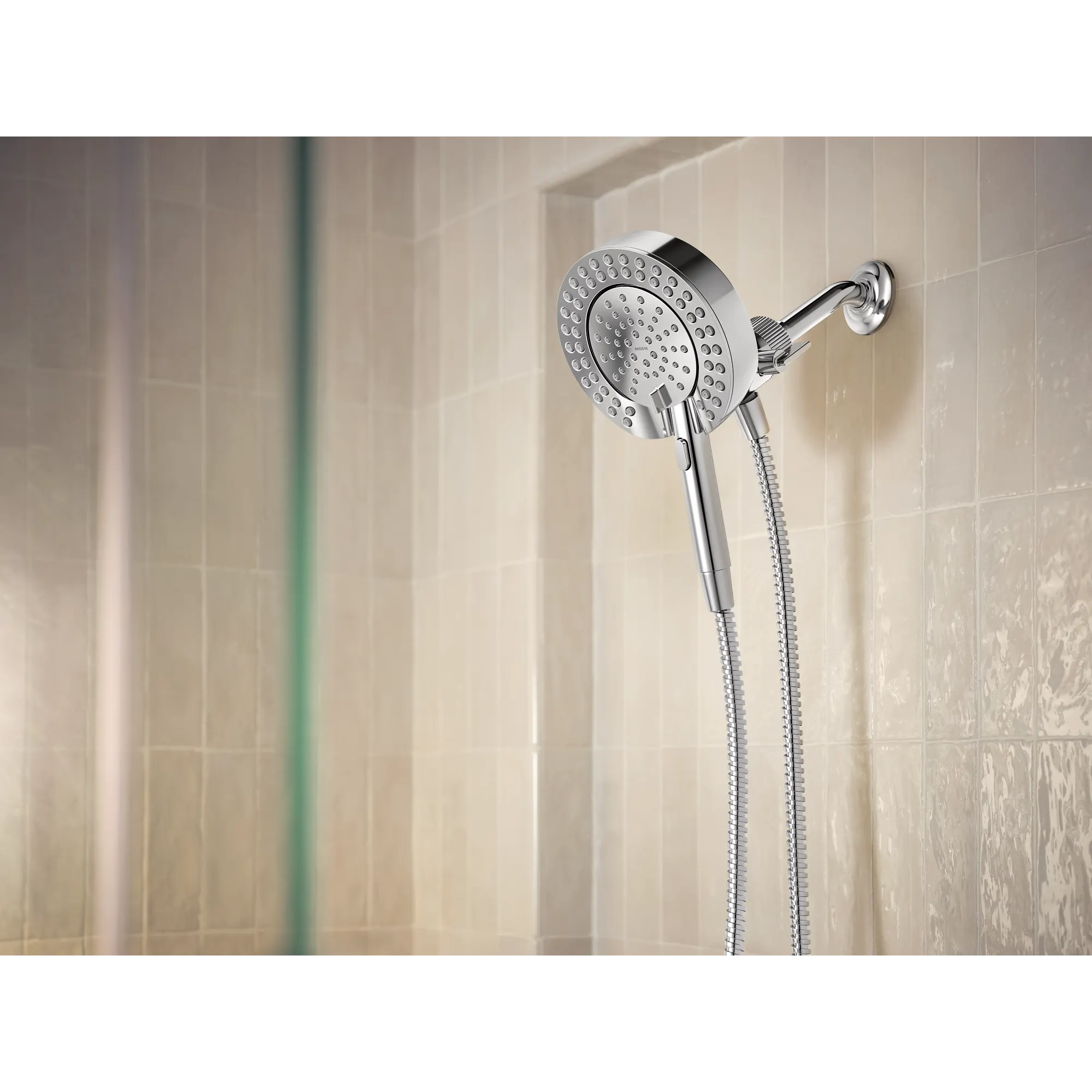 Magnetix Chrome six-function 6-1/2" diameter spray head standard with handshower - Image 5