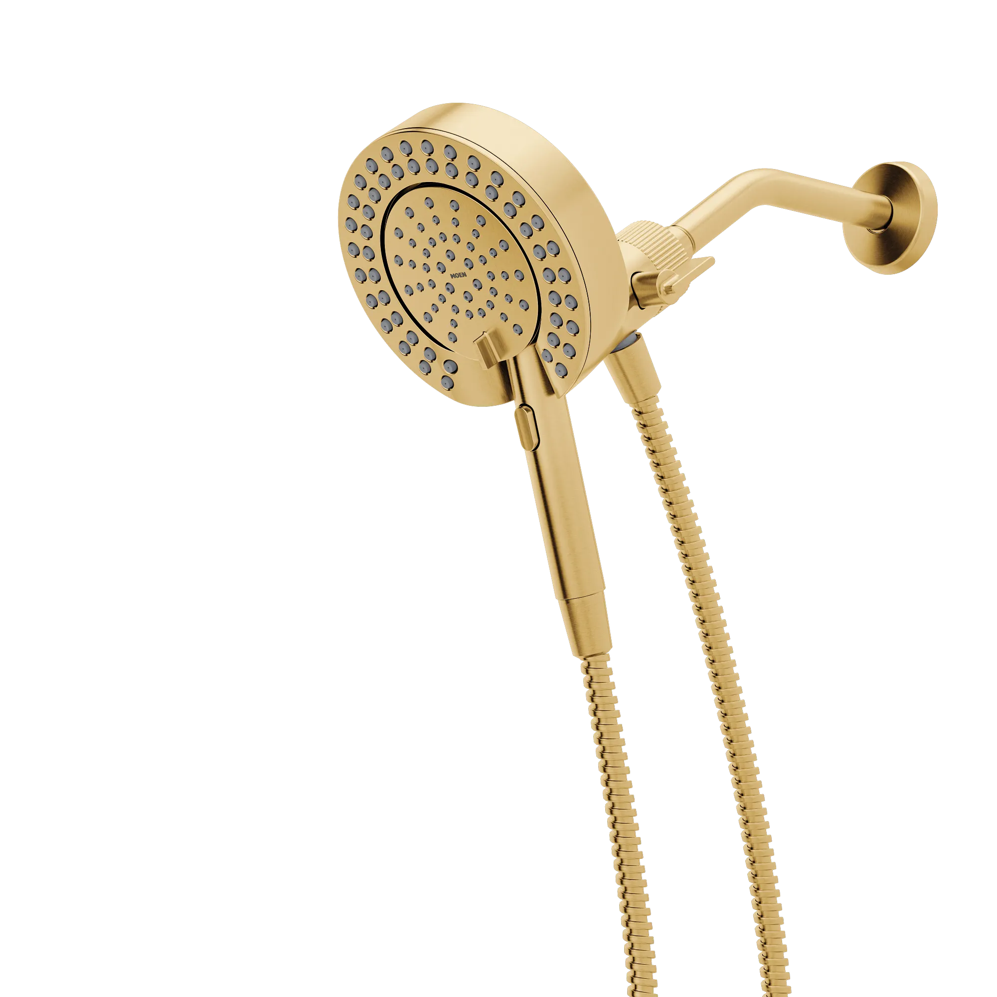 Magnetix Brushed gold six-function 6-1/2" diameter spray head standard with handshower - Image 3