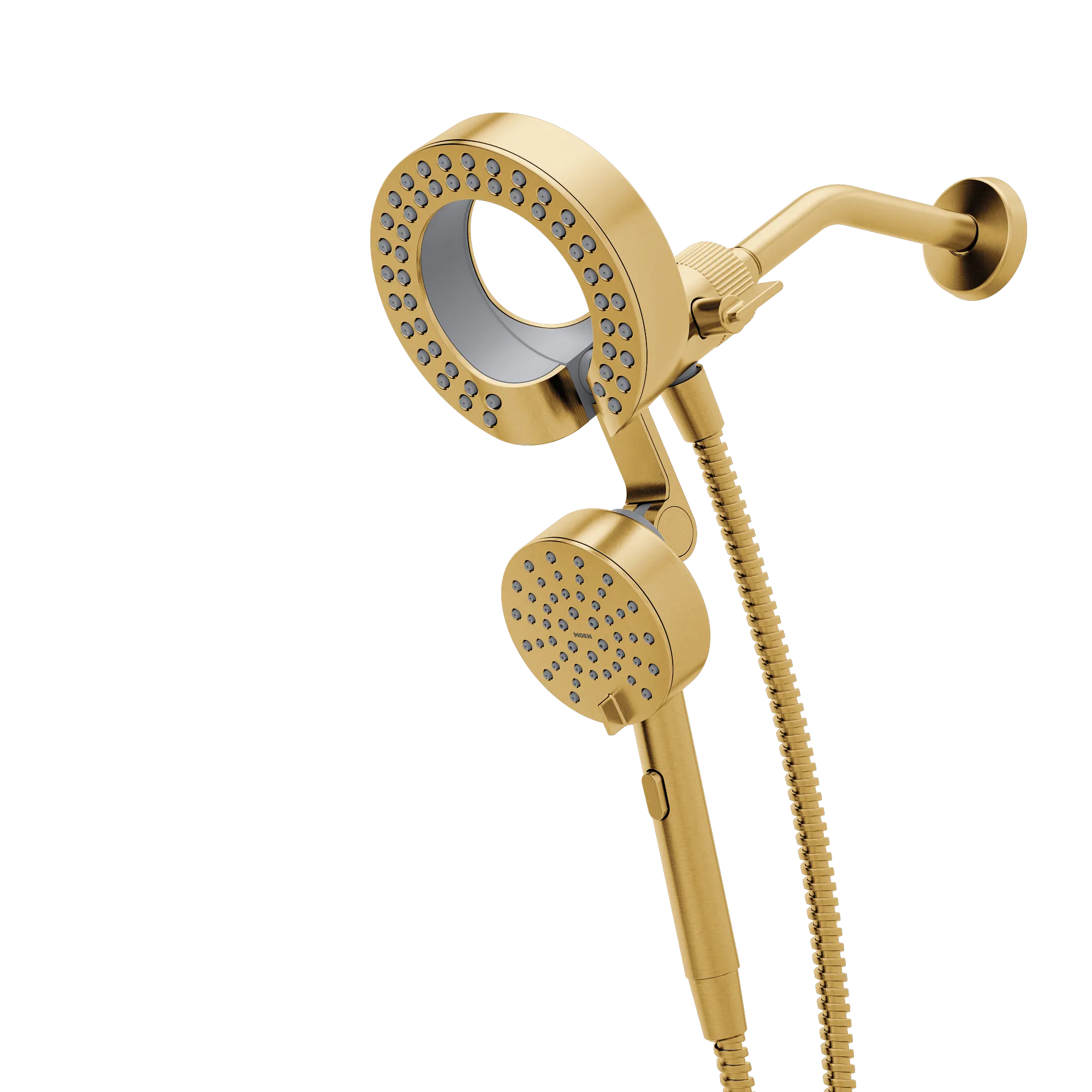 Magnetix Brushed gold six-function 6-1/2" diameter spray head standard with handshower - Image 6