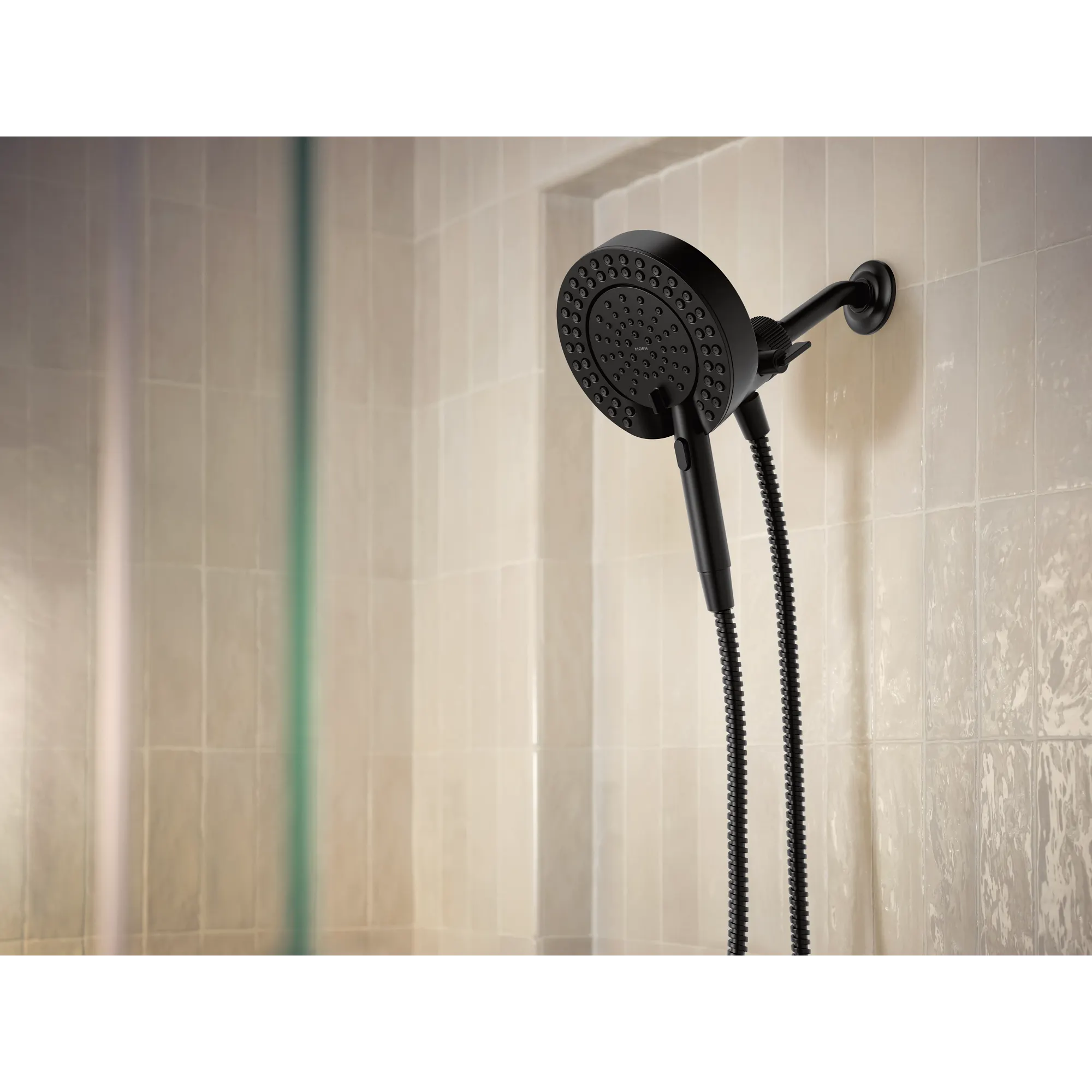 Magnetix Matte black six-function 6-1/2" diameter spray head standard with handshower - Image 6