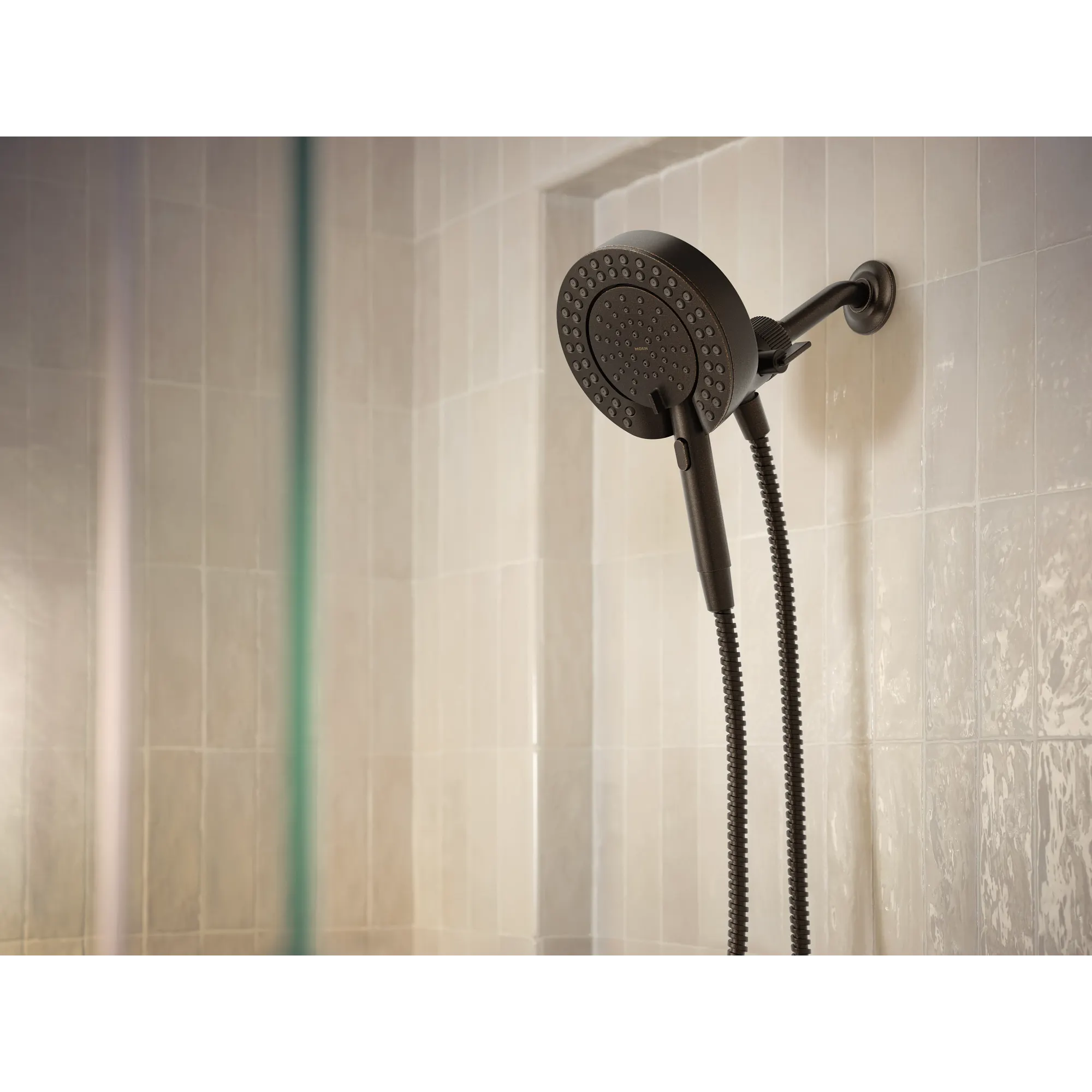 Magnetix Oil rubbed bronze six-function 6-1/2" diameter spray head standard with handshower - Image 4