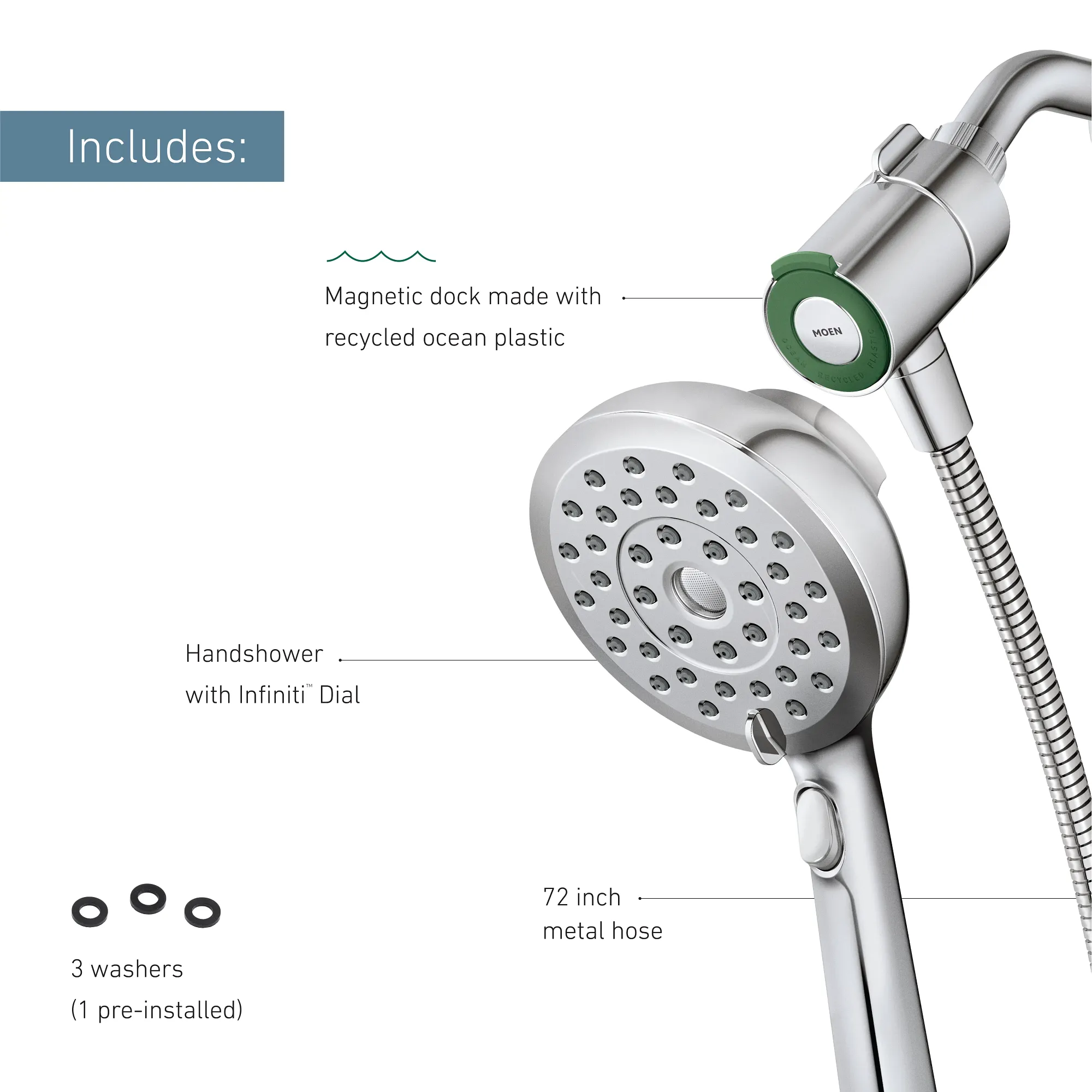 5" Handheld Showerhead with Infiniti Dial - Image 15