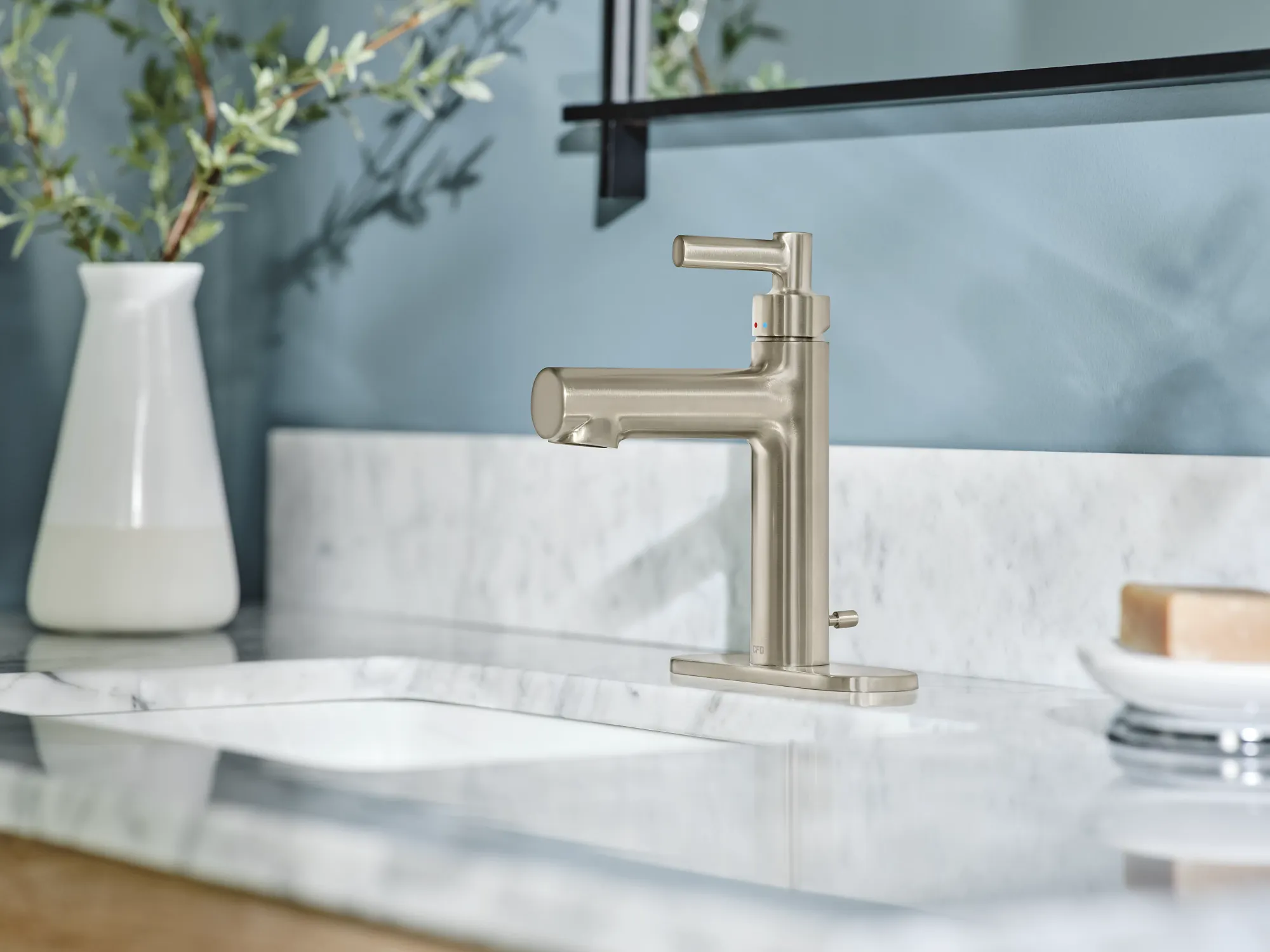 Aluma Brushed nickel one-handle low arc bathroom faucet - Image 6