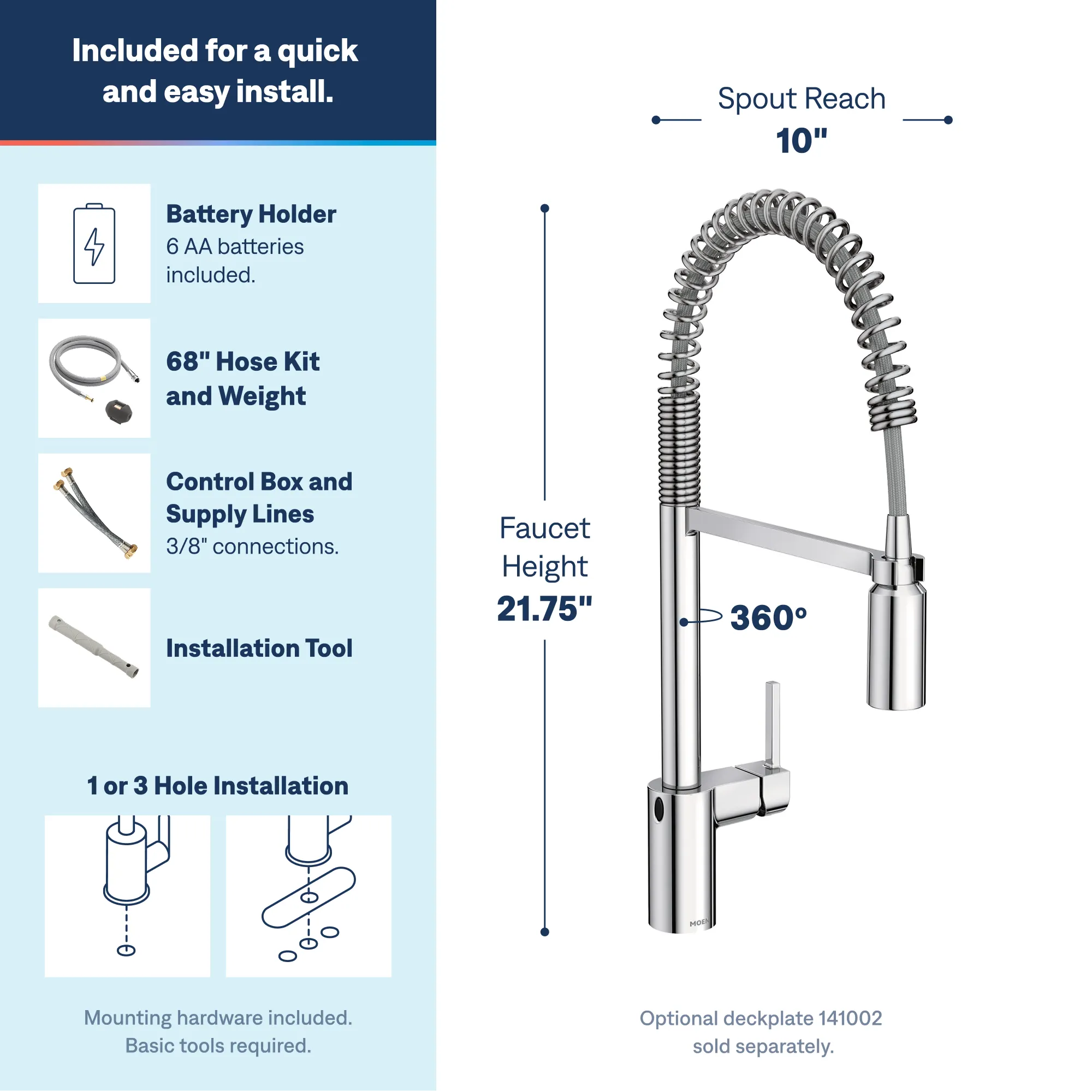 Align MotionSense Wave One-Handle Pre-Rinse Spring Touchless Kitchen Faucet - Image 3