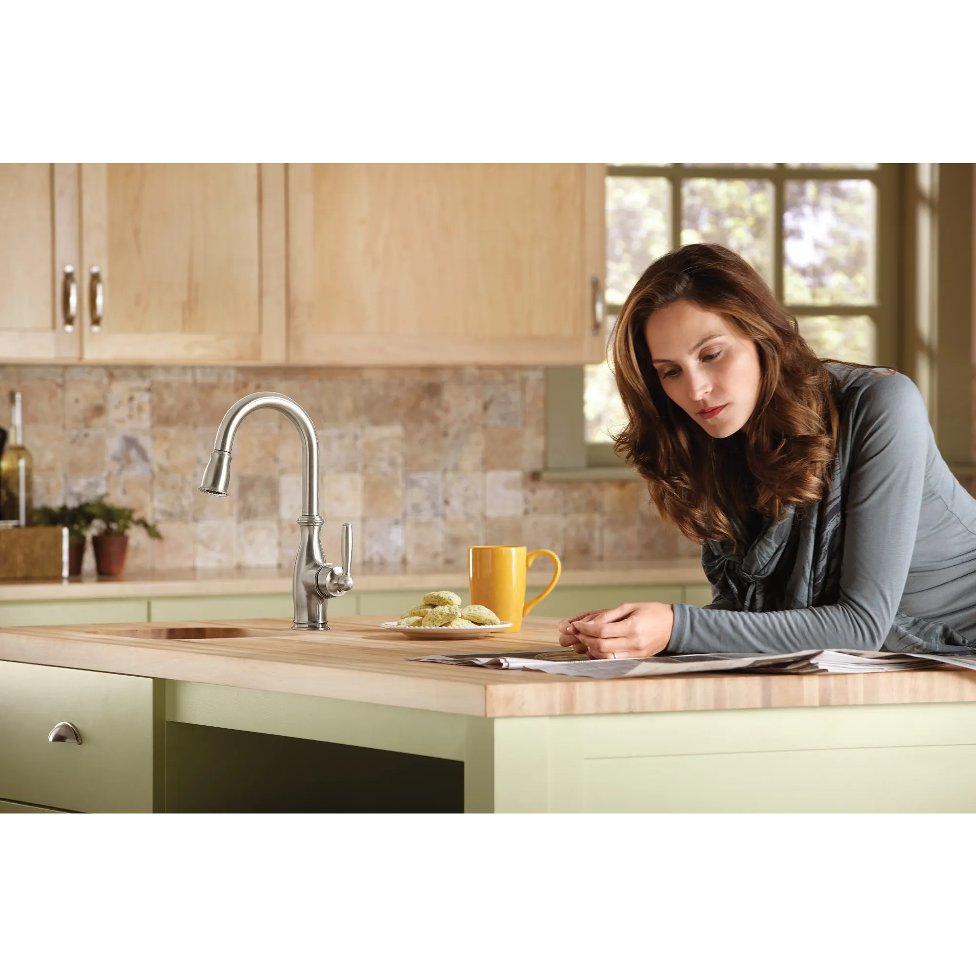Brantford Chrome One-Handle High Arc Pulldown Bar Faucet - Image 14