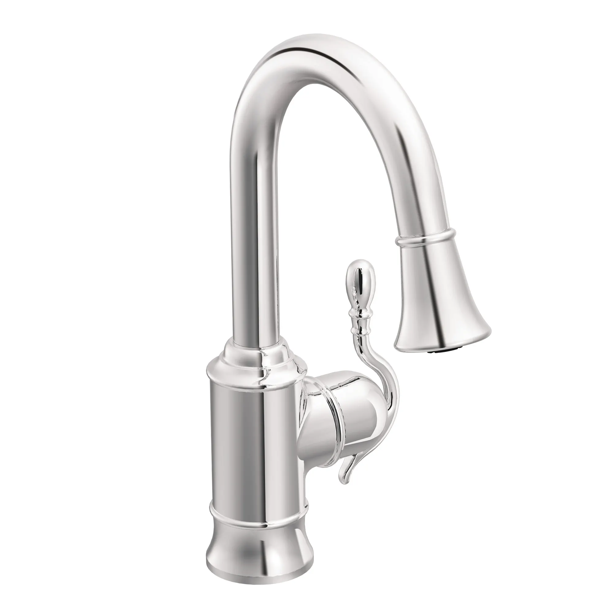 Woodmere Chrome one-handle high arc pulldown bar faucet - Image 2