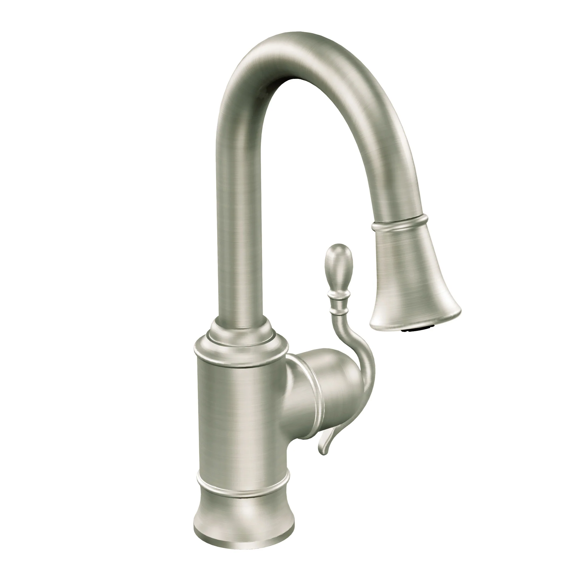 Woodmere Chrome one-handle high arc pulldown bar faucet - Image 3