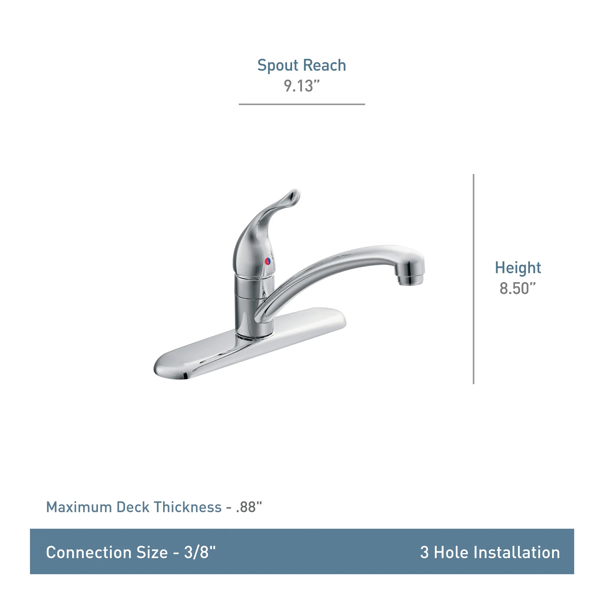 Chateau Chrome One-Handle Low Arc Kitchen Faucet - Image 8