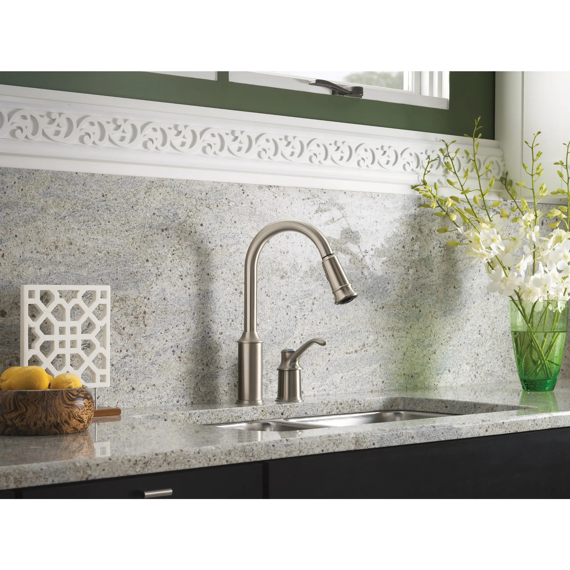 Aberdeen Chrome One-Handle High Arc Pulldown Kitchen Faucet - Image 22