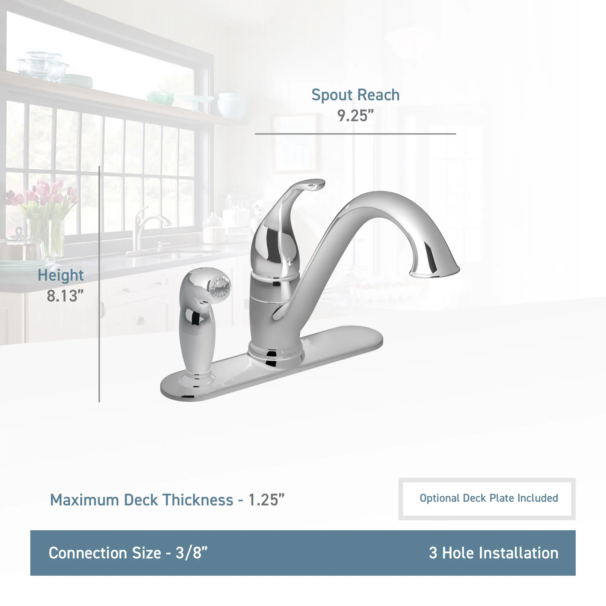 Camerist Chrome One-Handle Low Arc Kitchen Faucet - Image 3