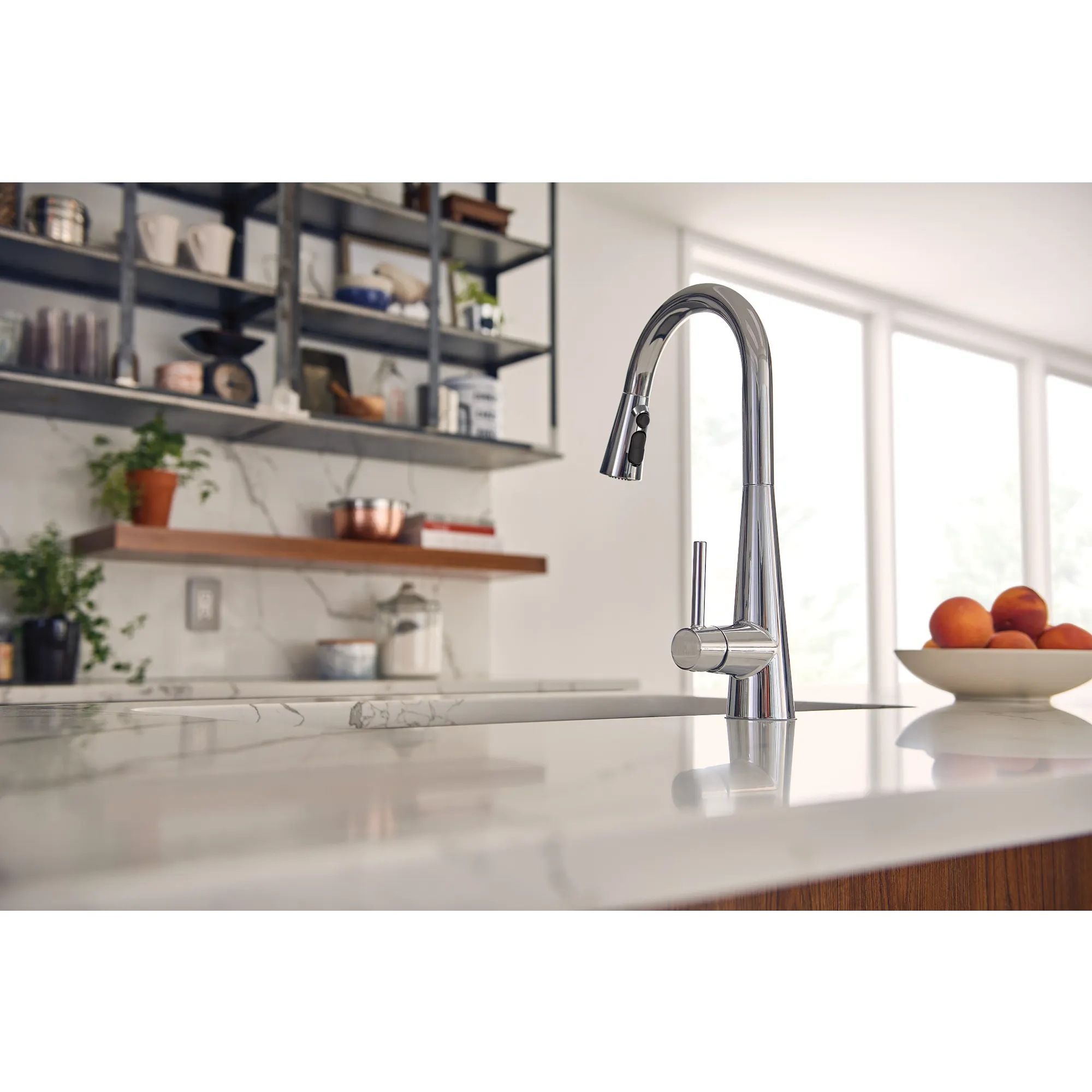 Sleek One-Handle High Arc Pulldown Kitchen Faucet - Image 2