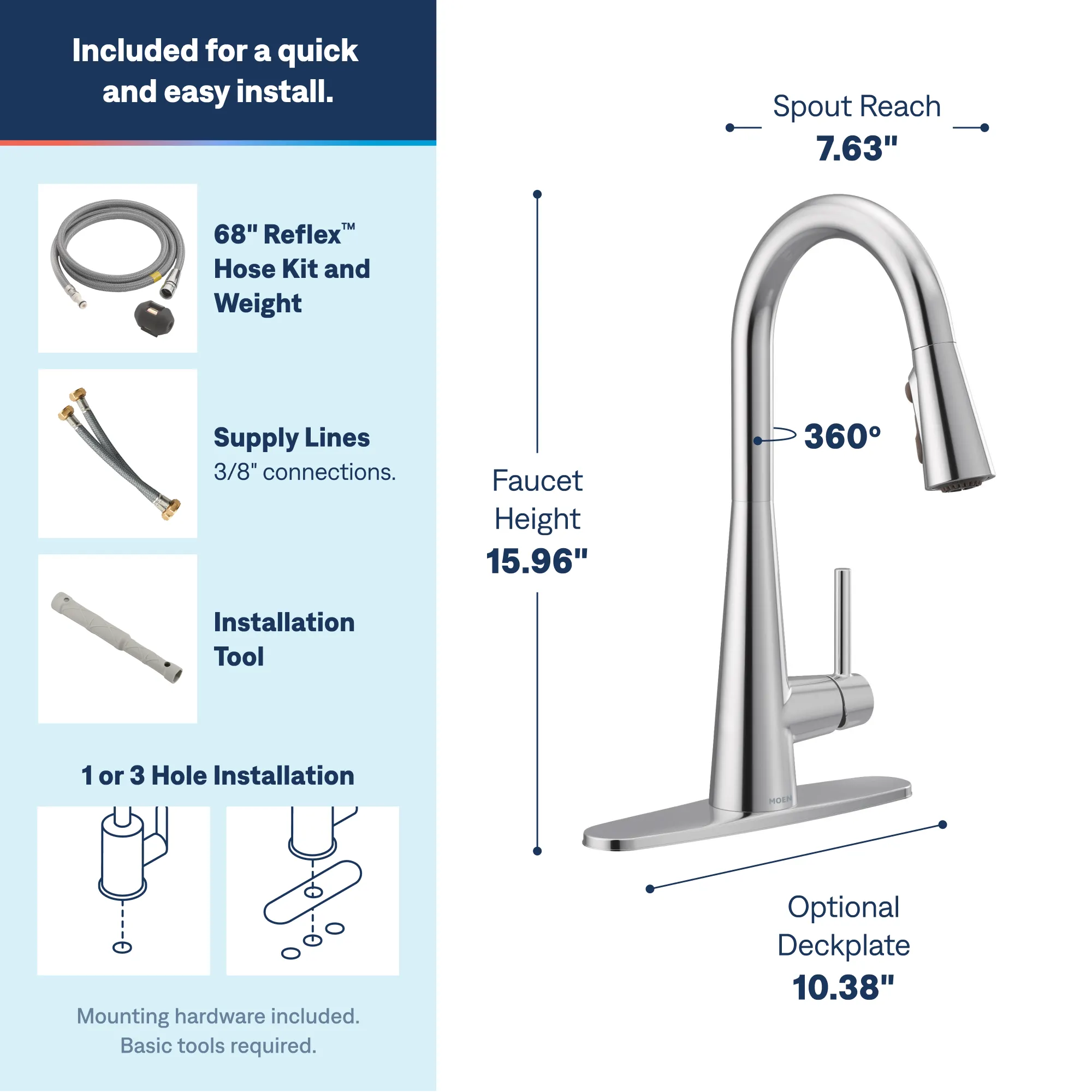 Sleek One-Handle High Arc Pulldown Kitchen Faucet - Image 6