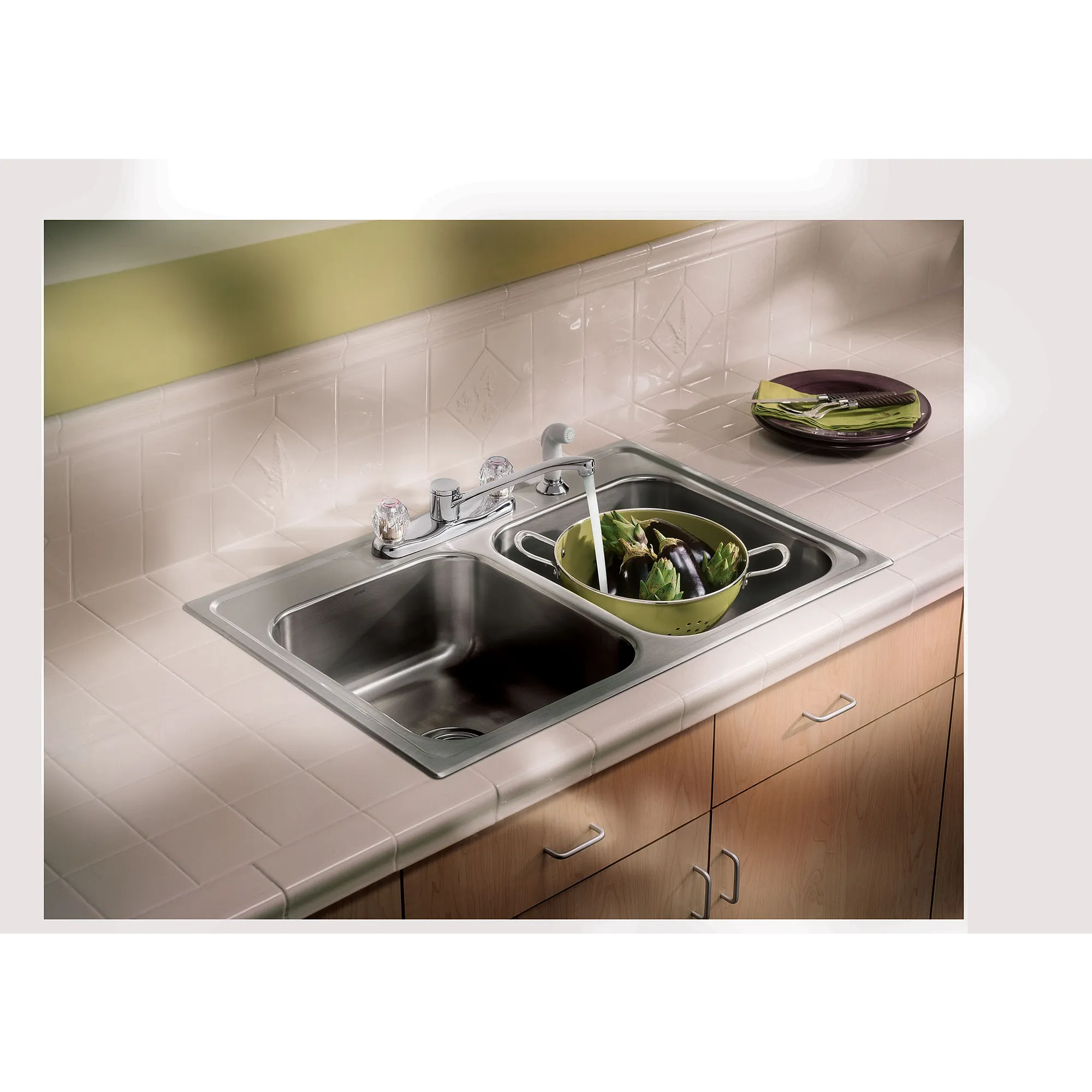 Chateau Chrome Two-Handle Low Arc Kitchen Faucet - Image 2
