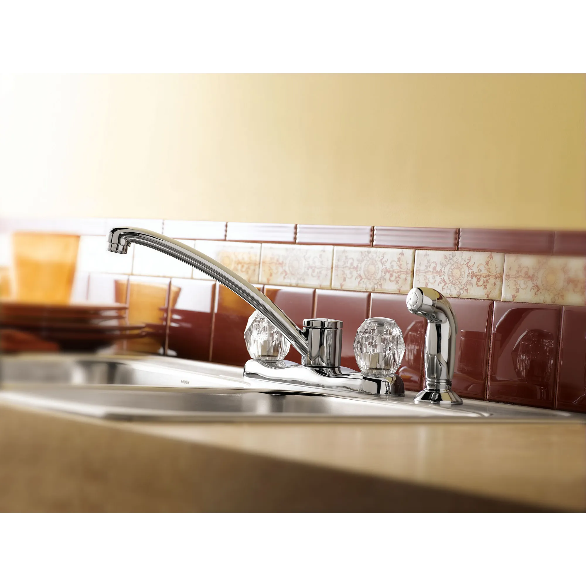 Chateau Chrome Two-Handle Low Arc Kitchen Faucet - Image 3