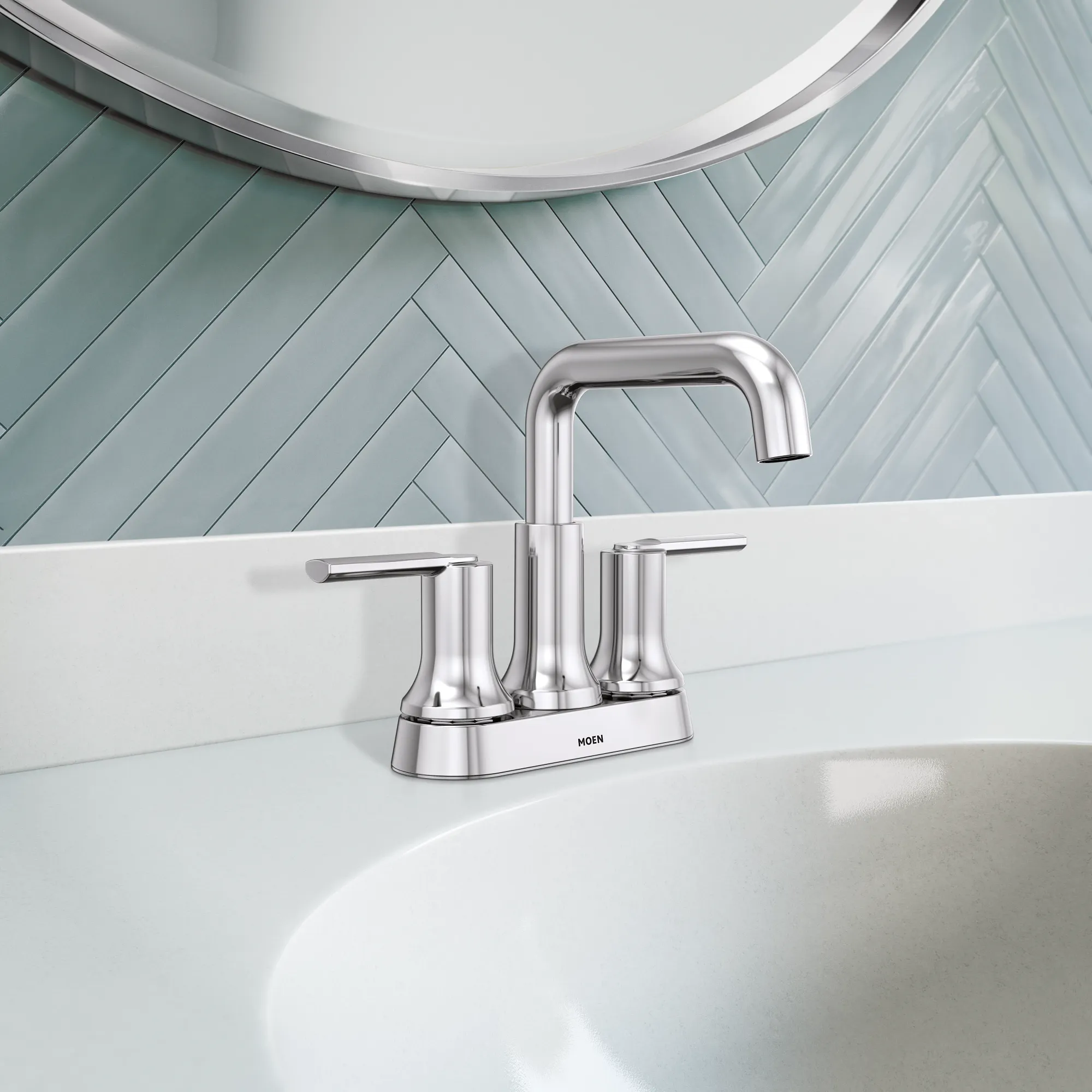 Zyla Chrome two-handle high arc bathroom faucet - Image 4