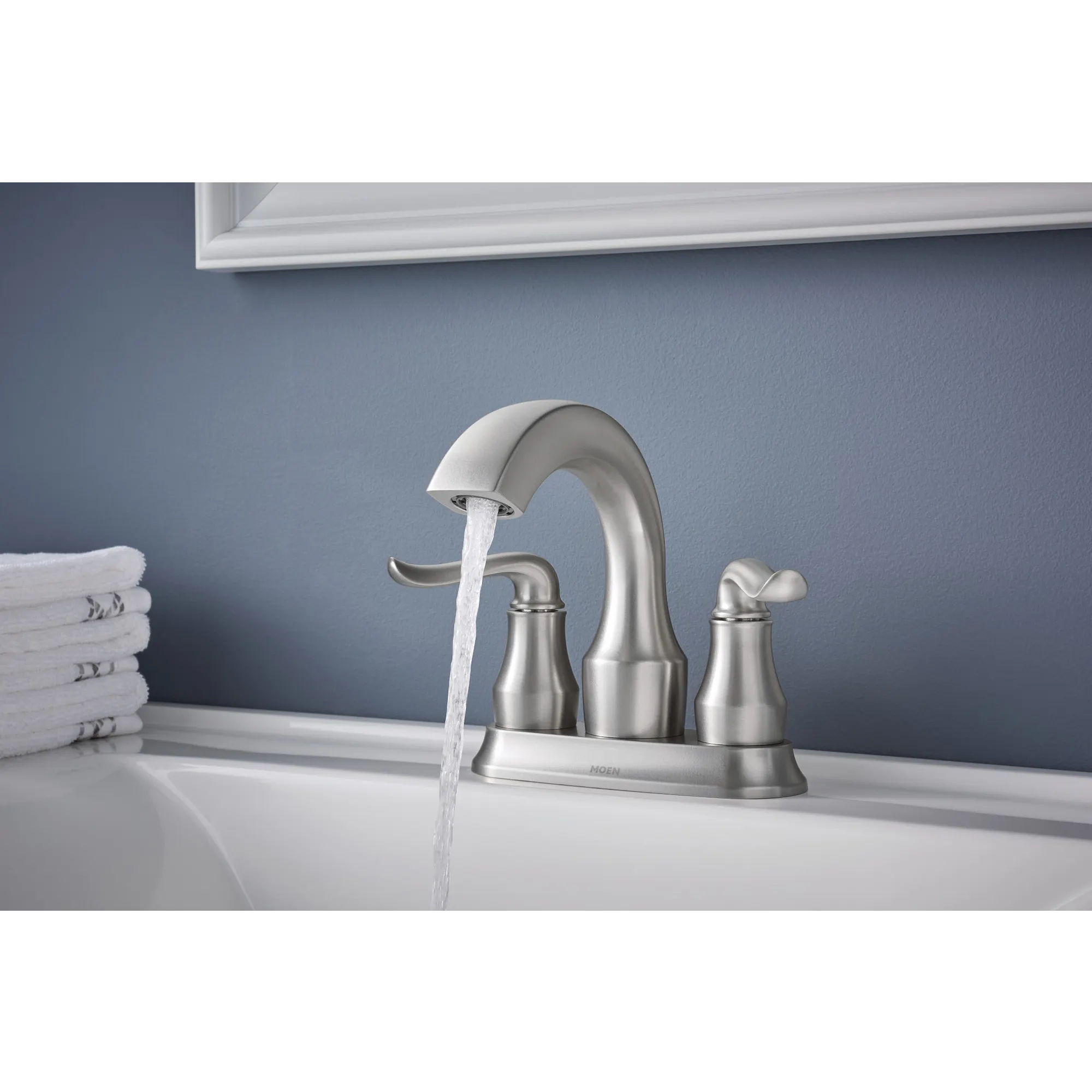 Hamden Spot Resist Brushed Nickel Two-Handle High Arc Bathroom Faucet - Image 3
