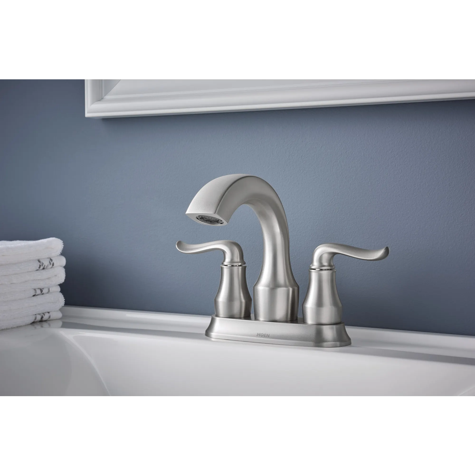 Hamden Spot Resist Brushed Nickel Two-Handle High Arc Bathroom Faucet - Image 7