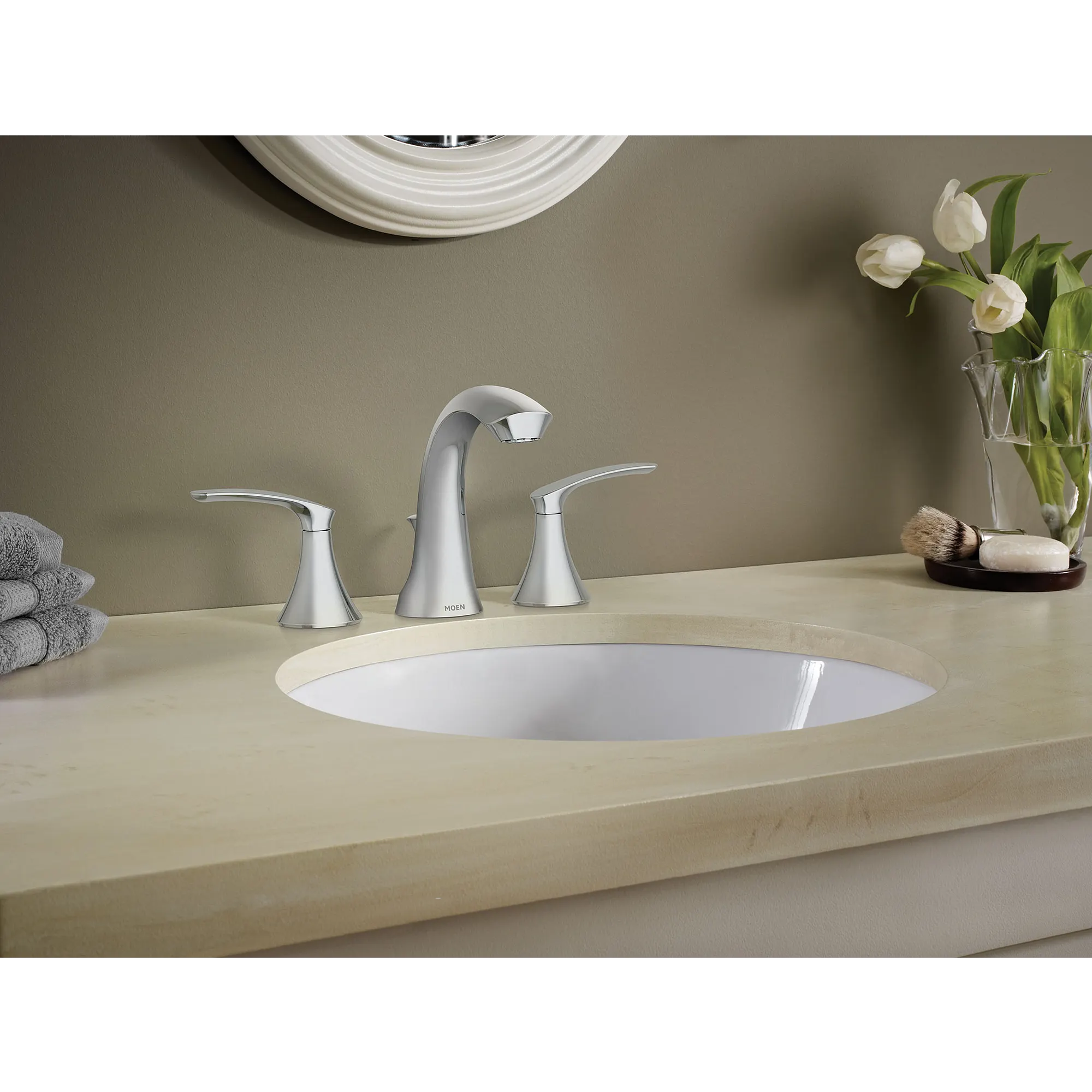 Darcy Chrome two-handle high arc bathroom faucet - Image 2