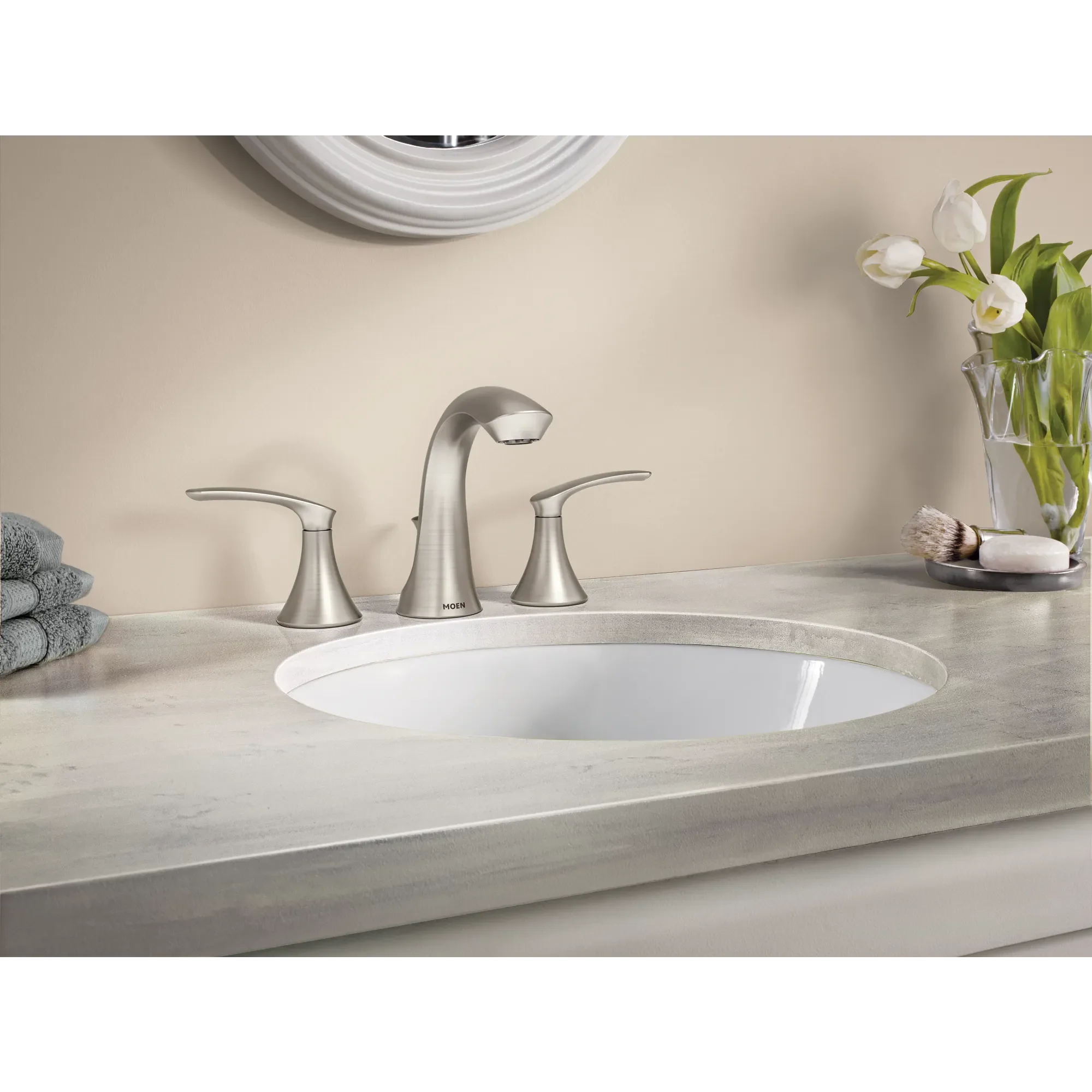Darcy Chrome two-handle high arc bathroom faucet - Image 4