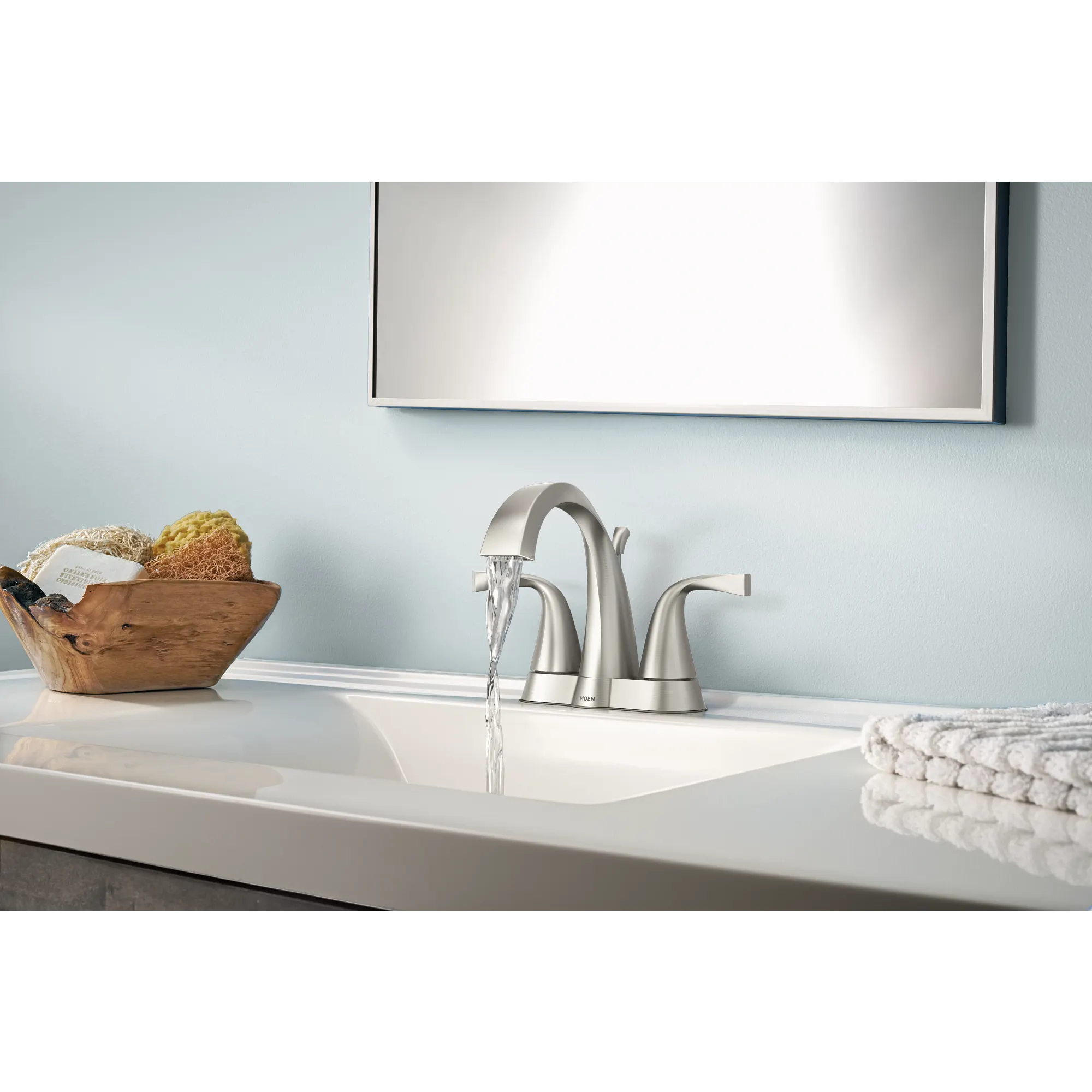 Oxby Spot resist brushed nickel Two-Handle High Arc Bathroom Faucet - Image 2