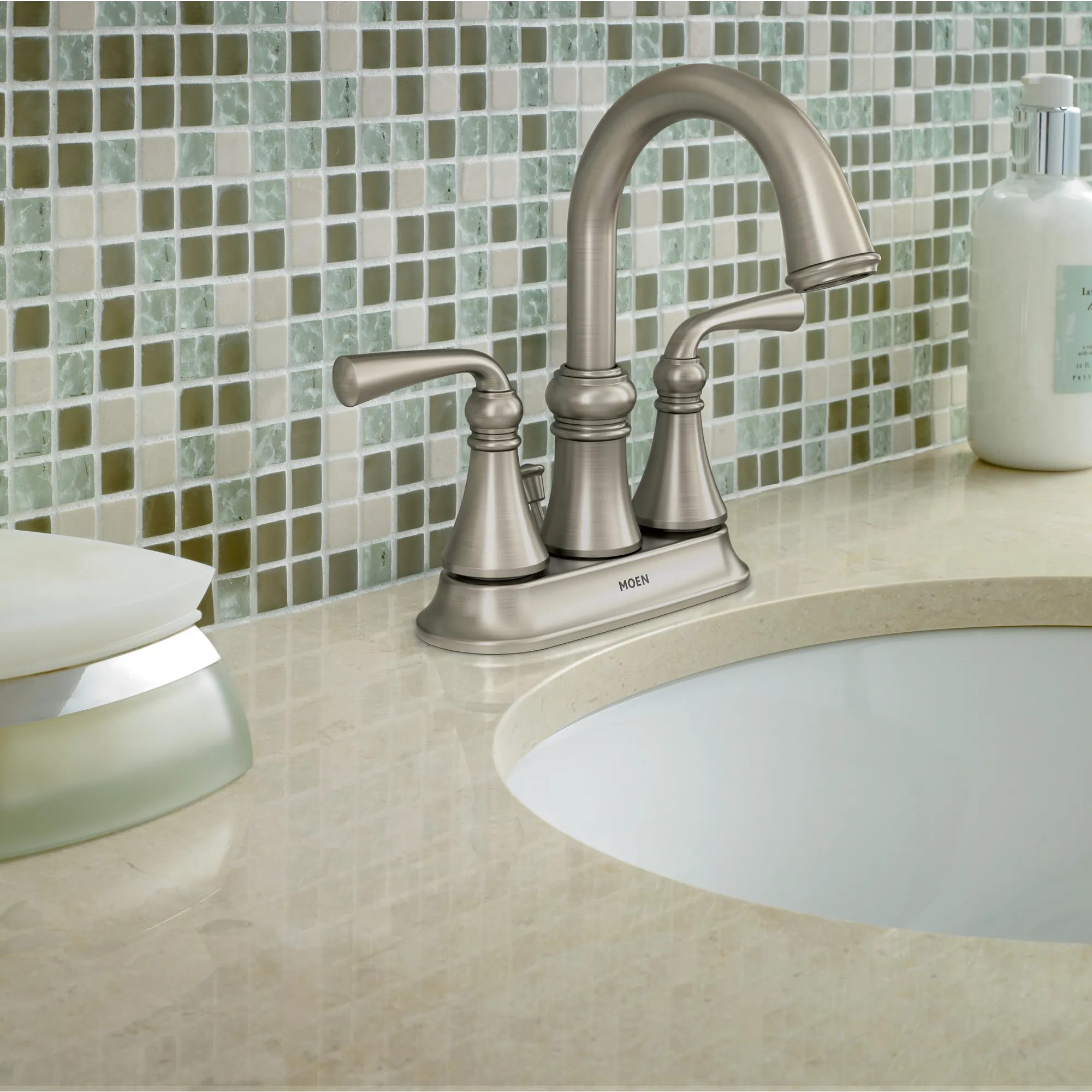 Wetherly Spot resist brushed nickel two-handle high arc bathroom faucet - Image 2