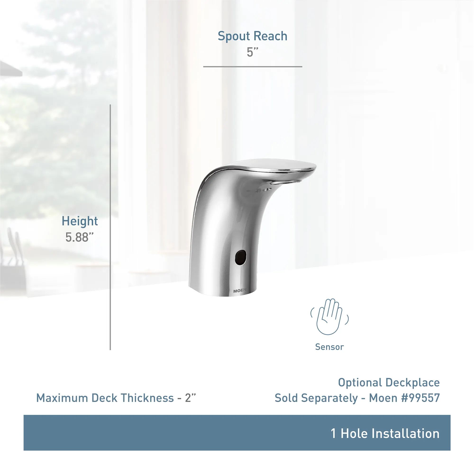 M-POWER Chrome hands free sensor-operated lavatory faucet - Image 3