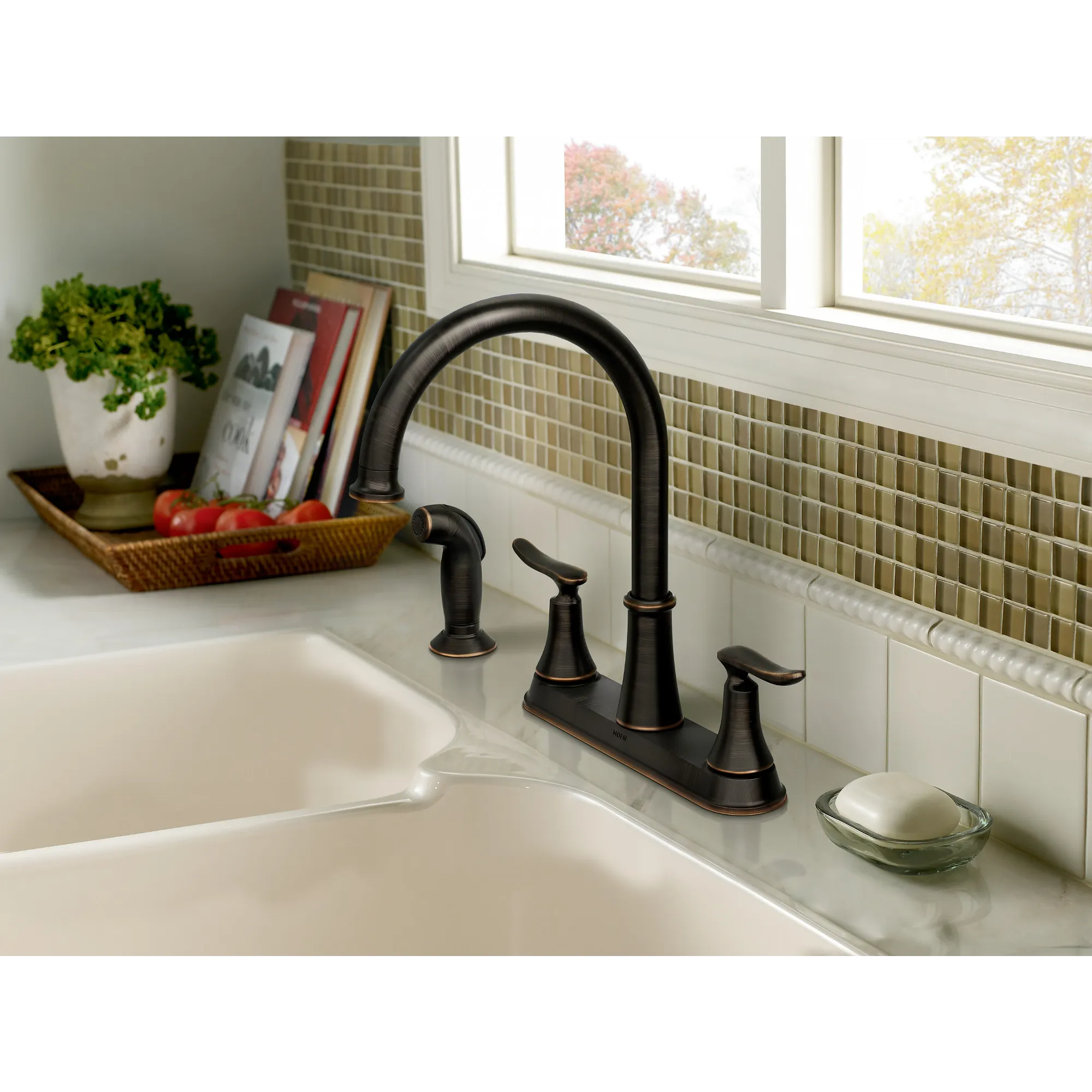 Solidad Mediterranean bronze Two-Handle High Arc Kitchen Faucet - Image 2