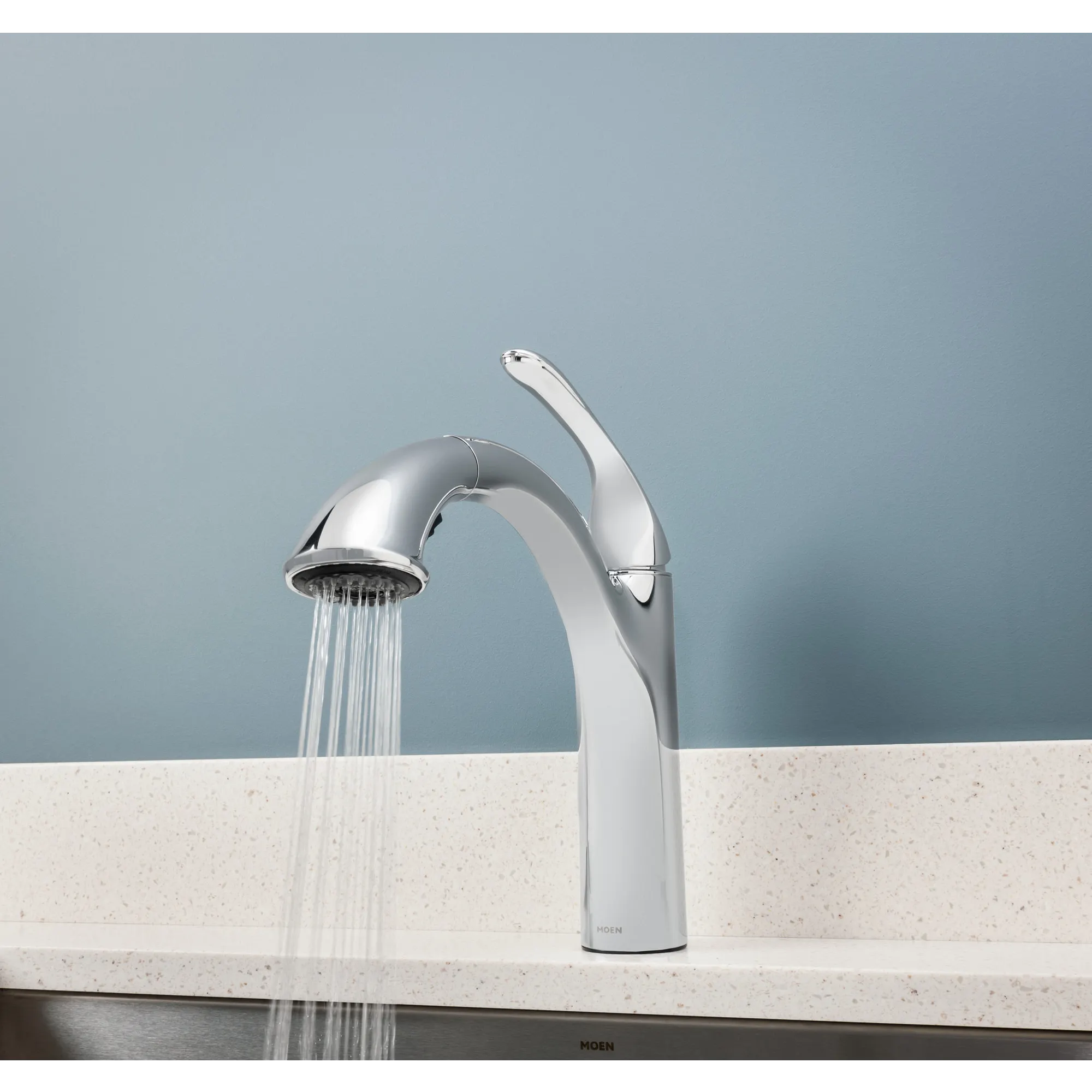 Kinzel Chrome one-handle low arc pullout kitchen faucet - Image 11
