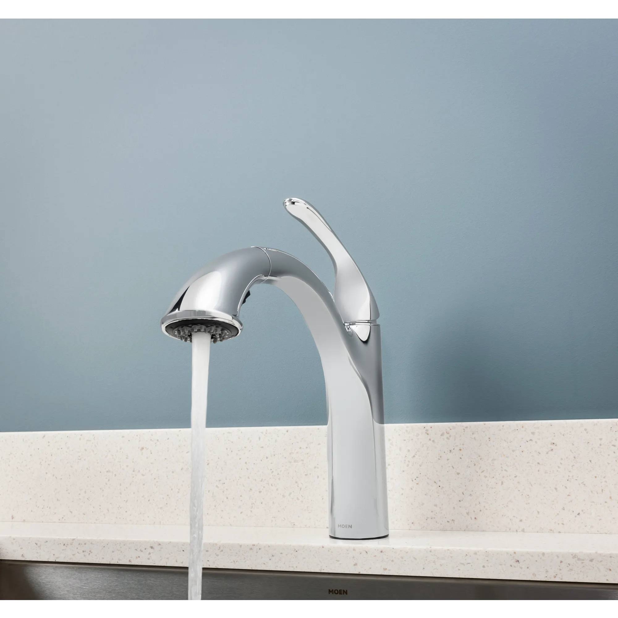 Kinzel Chrome one-handle low arc pullout kitchen faucet - Image 14