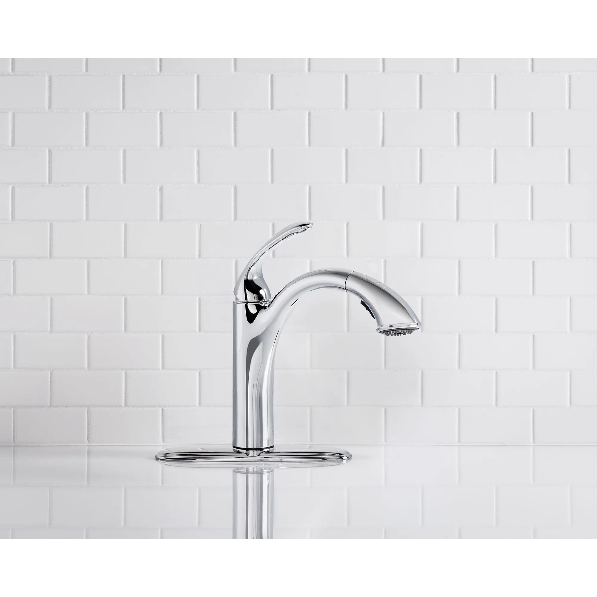 Kinzel Chrome one-handle low arc pullout kitchen faucet - Image 28