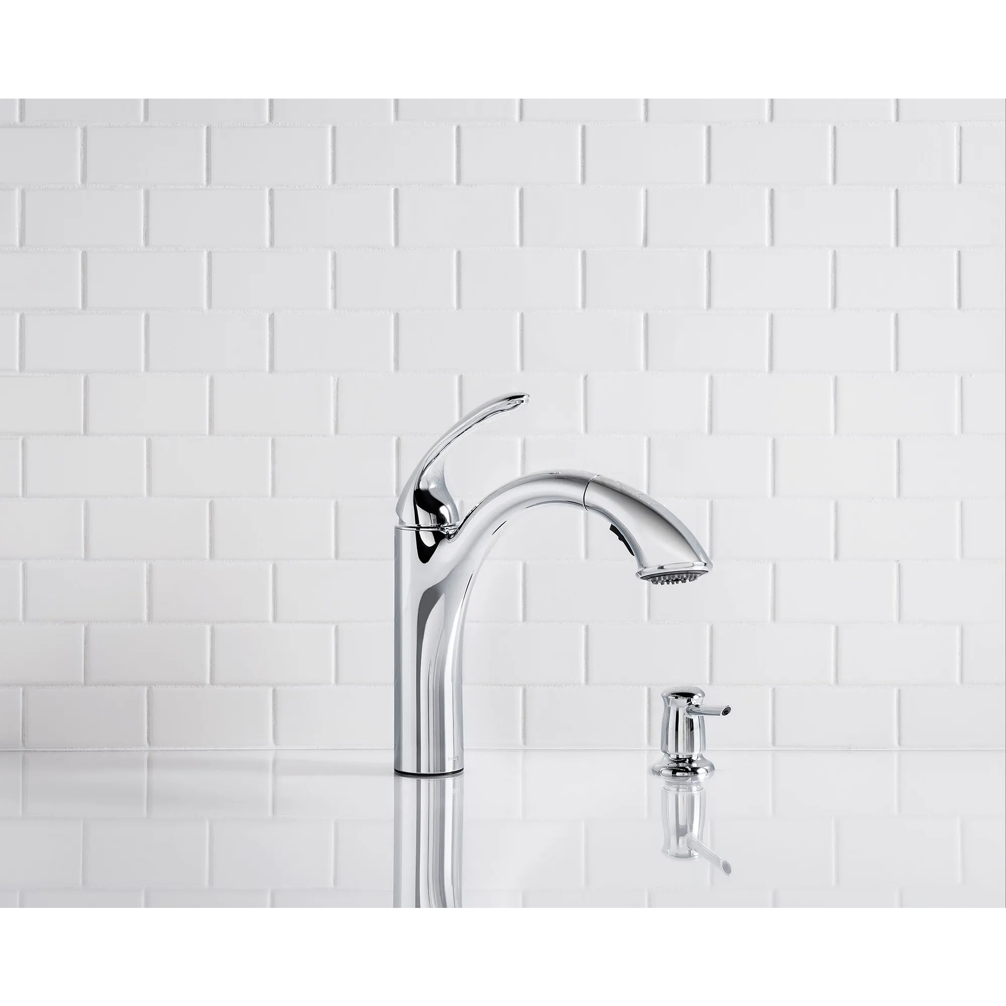 Kinzel Chrome one-handle low arc pullout kitchen faucet - Image 6