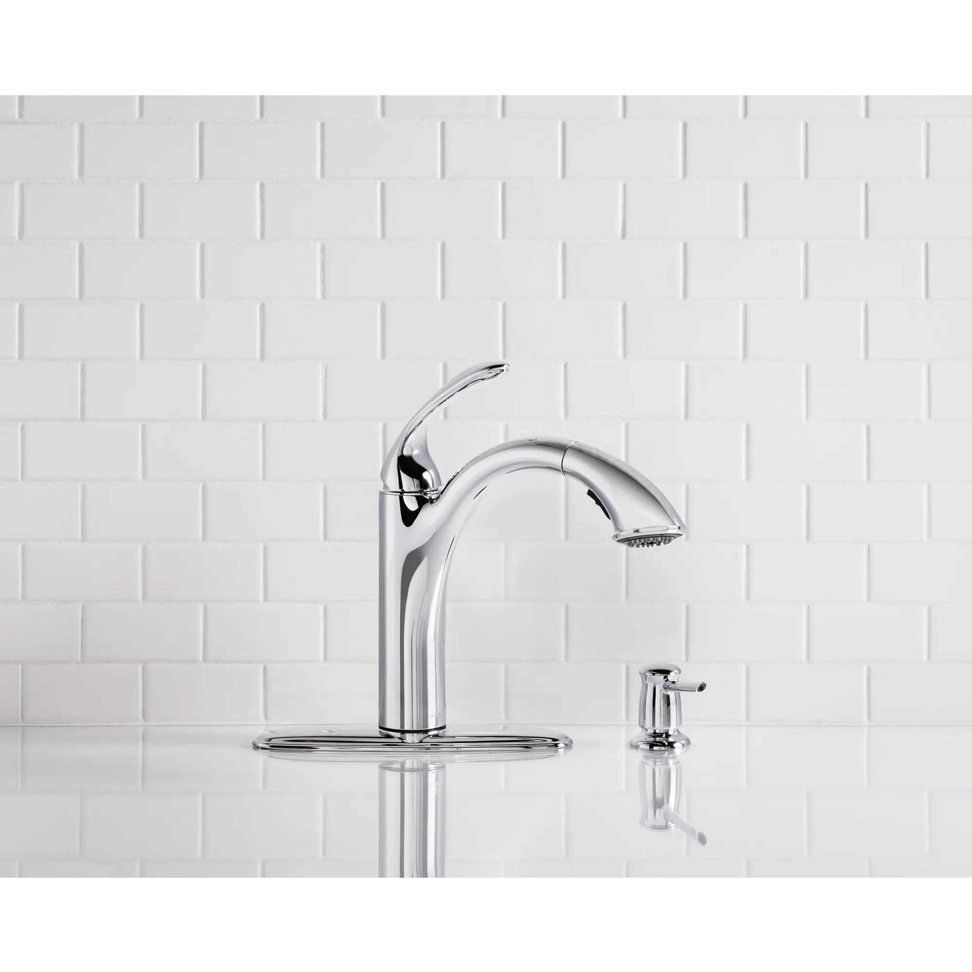 Kinzel Chrome one-handle low arc pullout kitchen faucet - Image 7