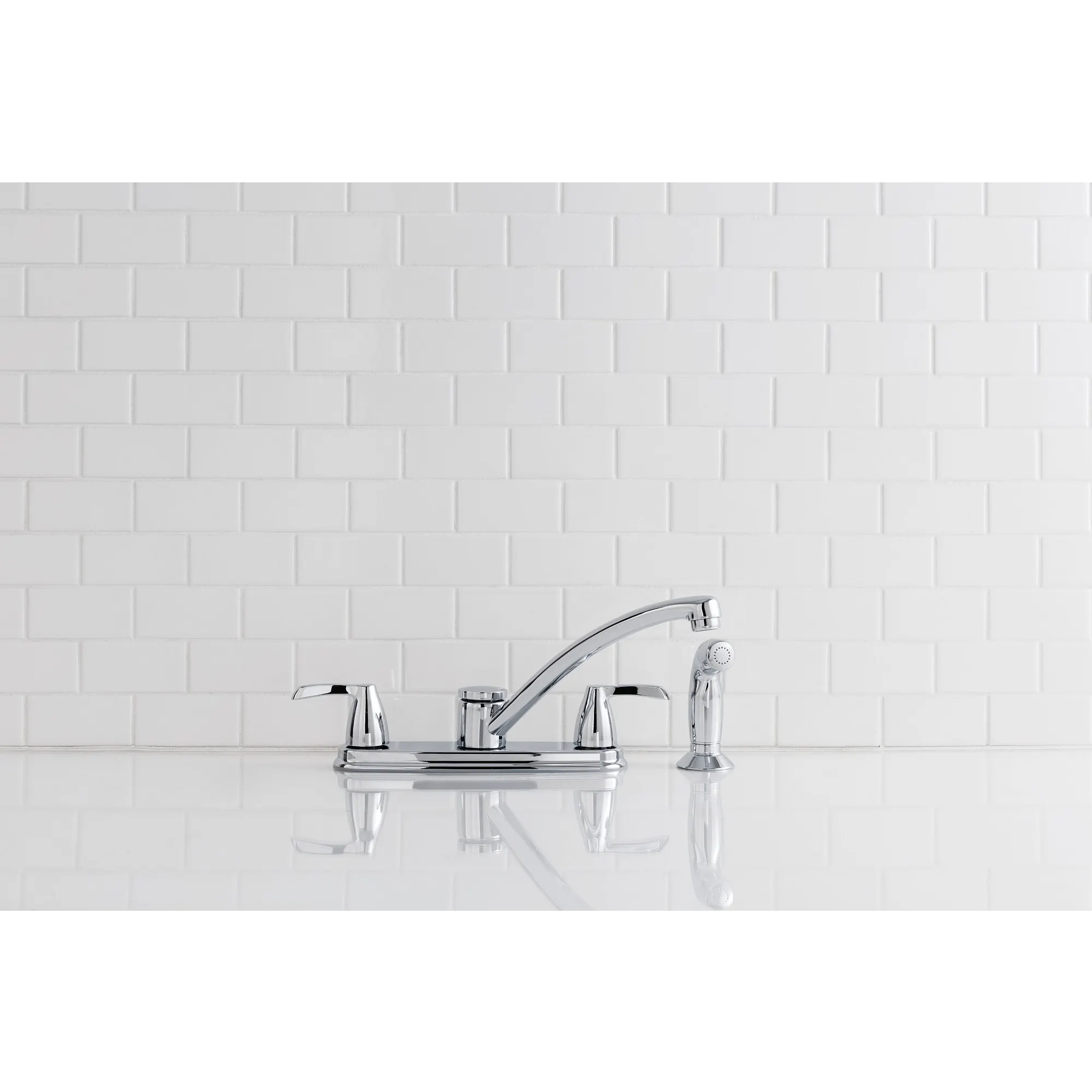 Adler Two-handle Low Arc Kitchen Faucet With Optional Knob Or Lever Handles - Image 2