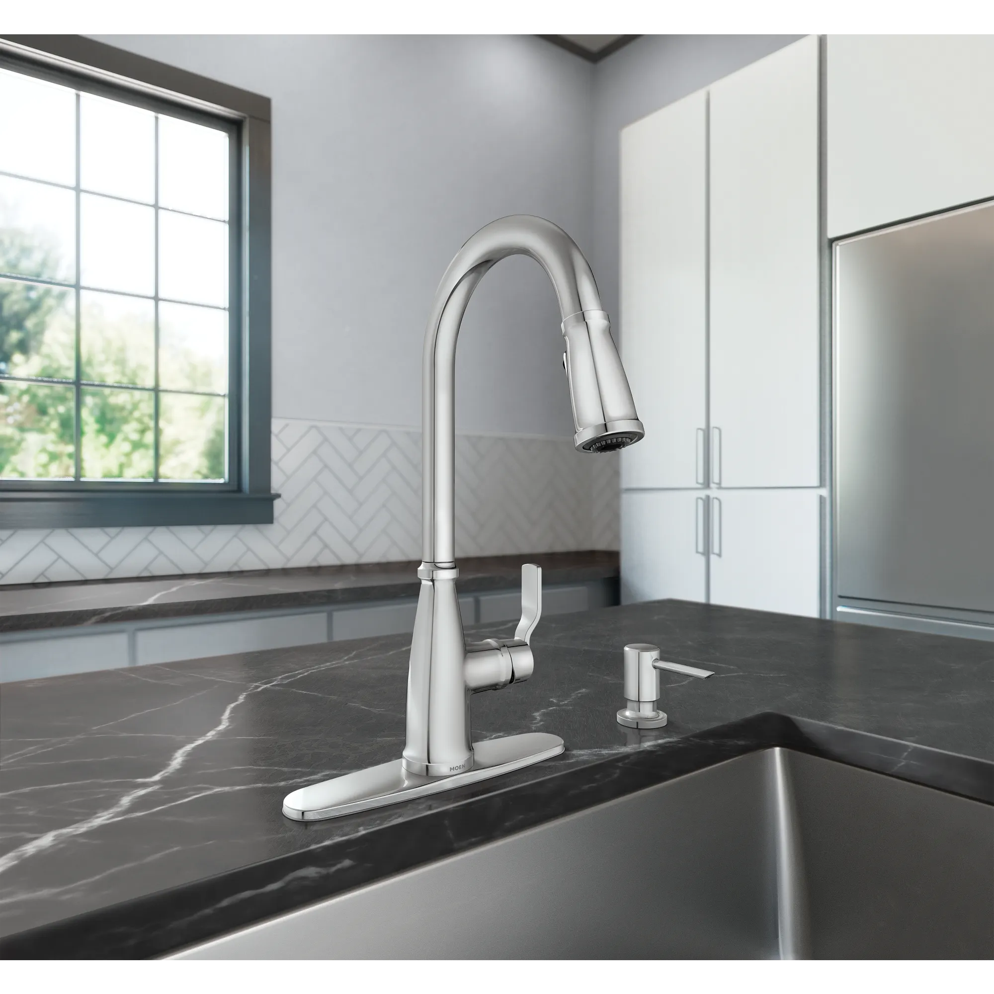 Nolia One-Handle High Arc Pulldown Kitchen Faucet - Image 3