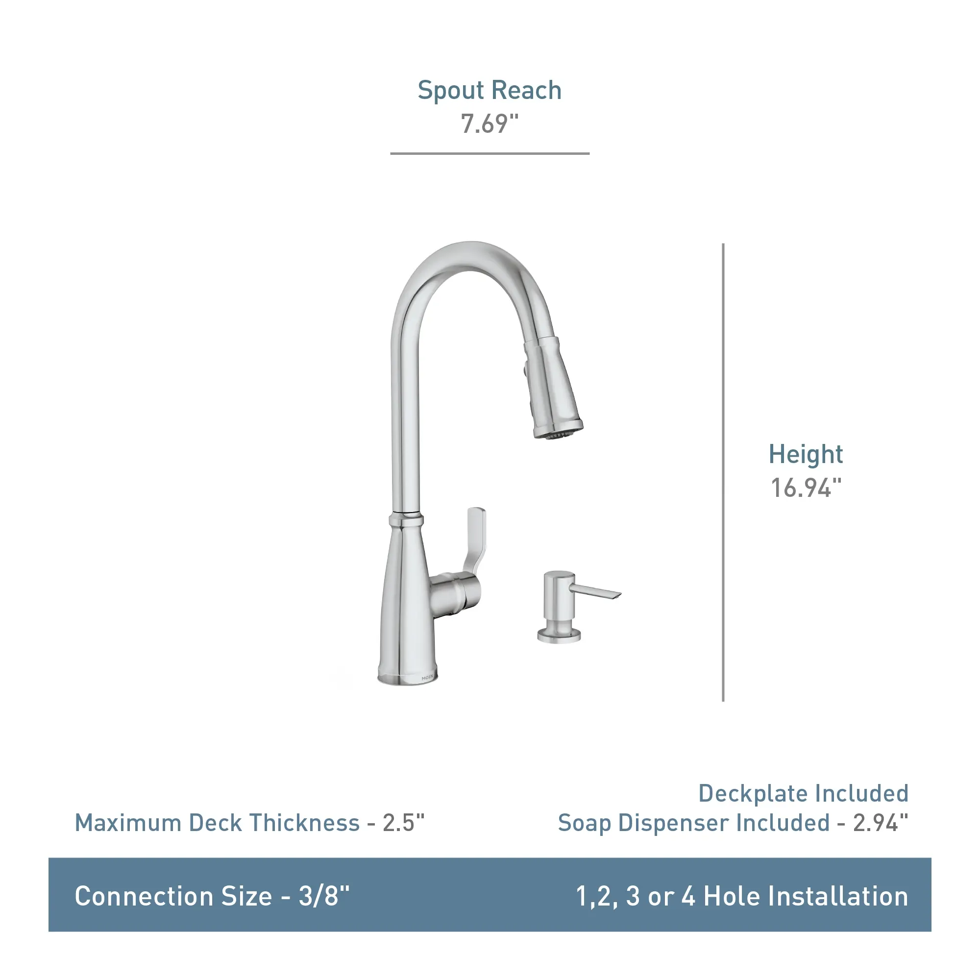 Nolia One-Handle High Arc Pulldown Kitchen Faucet - Image 9