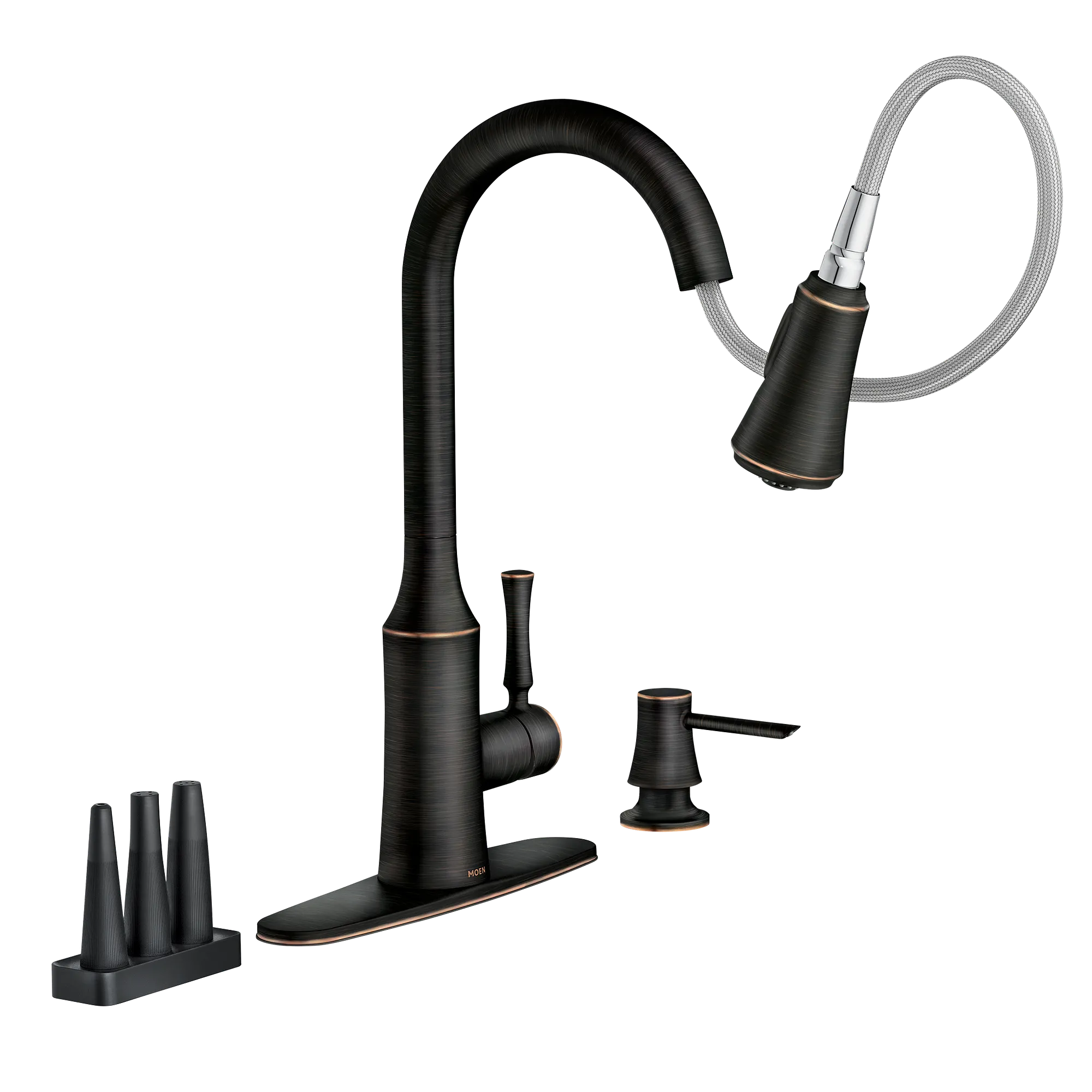 Venango Chrome One-Handle High Arc Pulldown Kitchen Faucet - Image 11