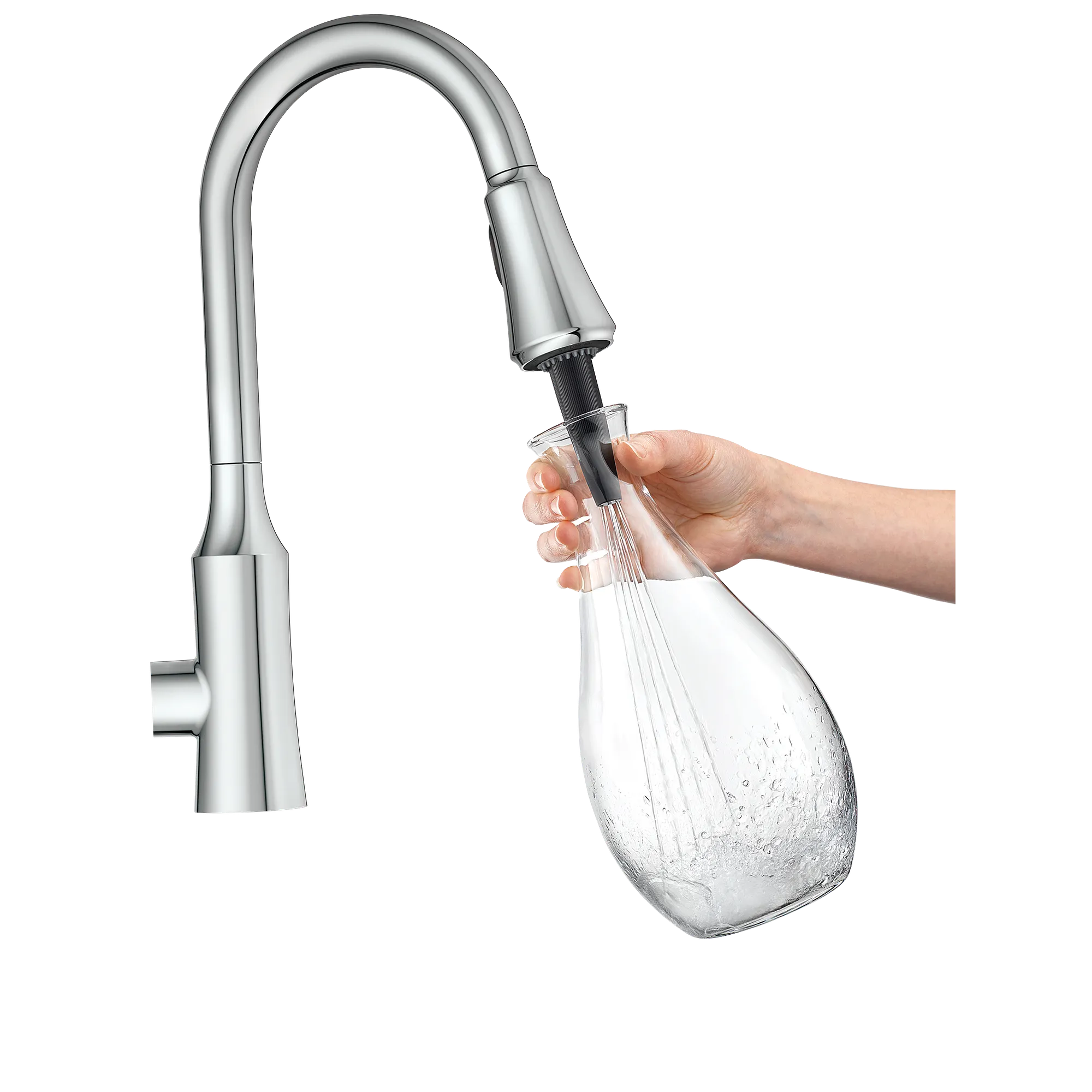 Venango Chrome One-Handle High Arc Pulldown Kitchen Faucet - Image 2