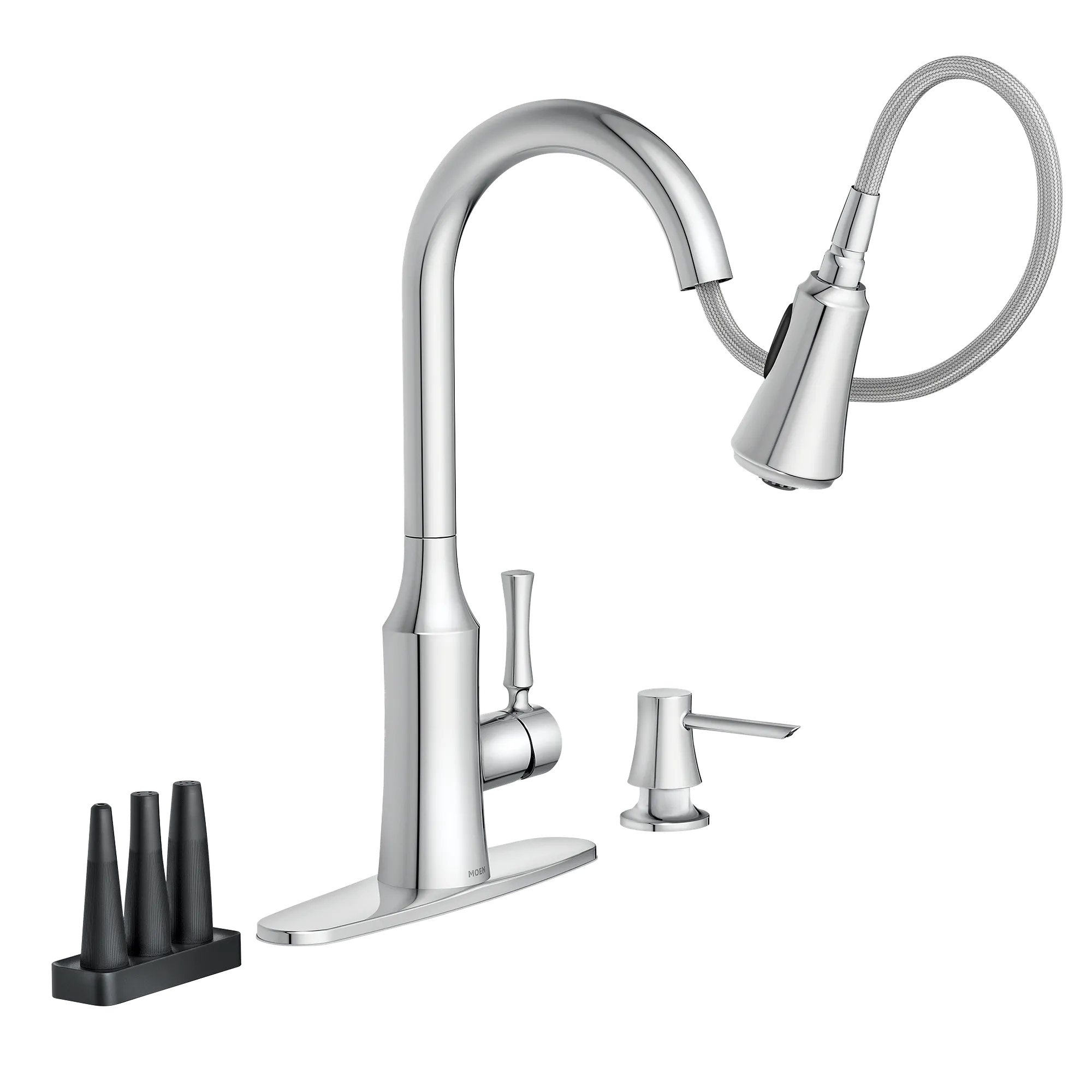 Venango Chrome One-Handle High Arc Pulldown Kitchen Faucet - Image 3