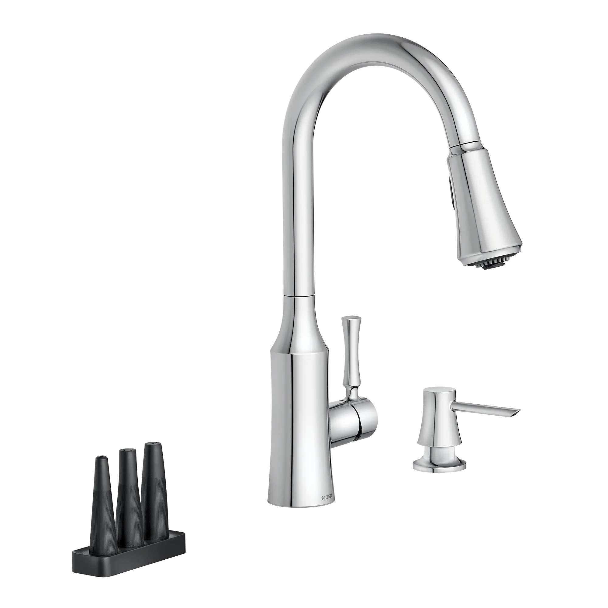 Venango Chrome One-Handle High Arc Pulldown Kitchen Faucet - Image 4