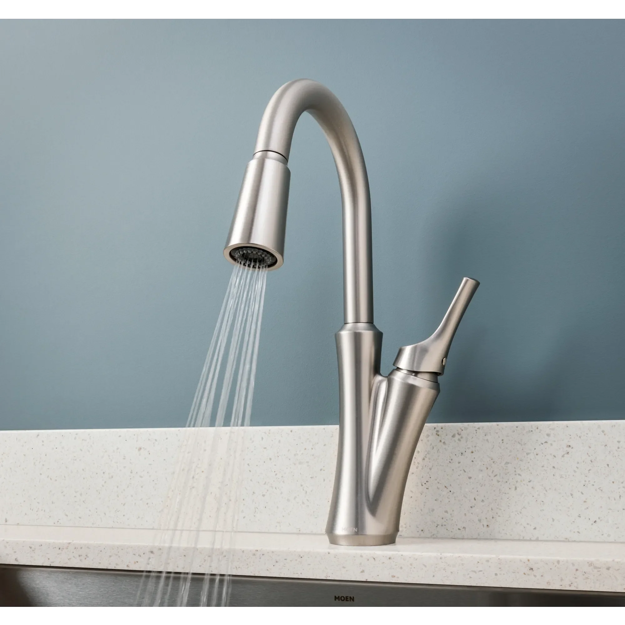 Benson Spot Resist Stainless One-Handle High Arc Pulldown Kitchen Faucet - Image 6